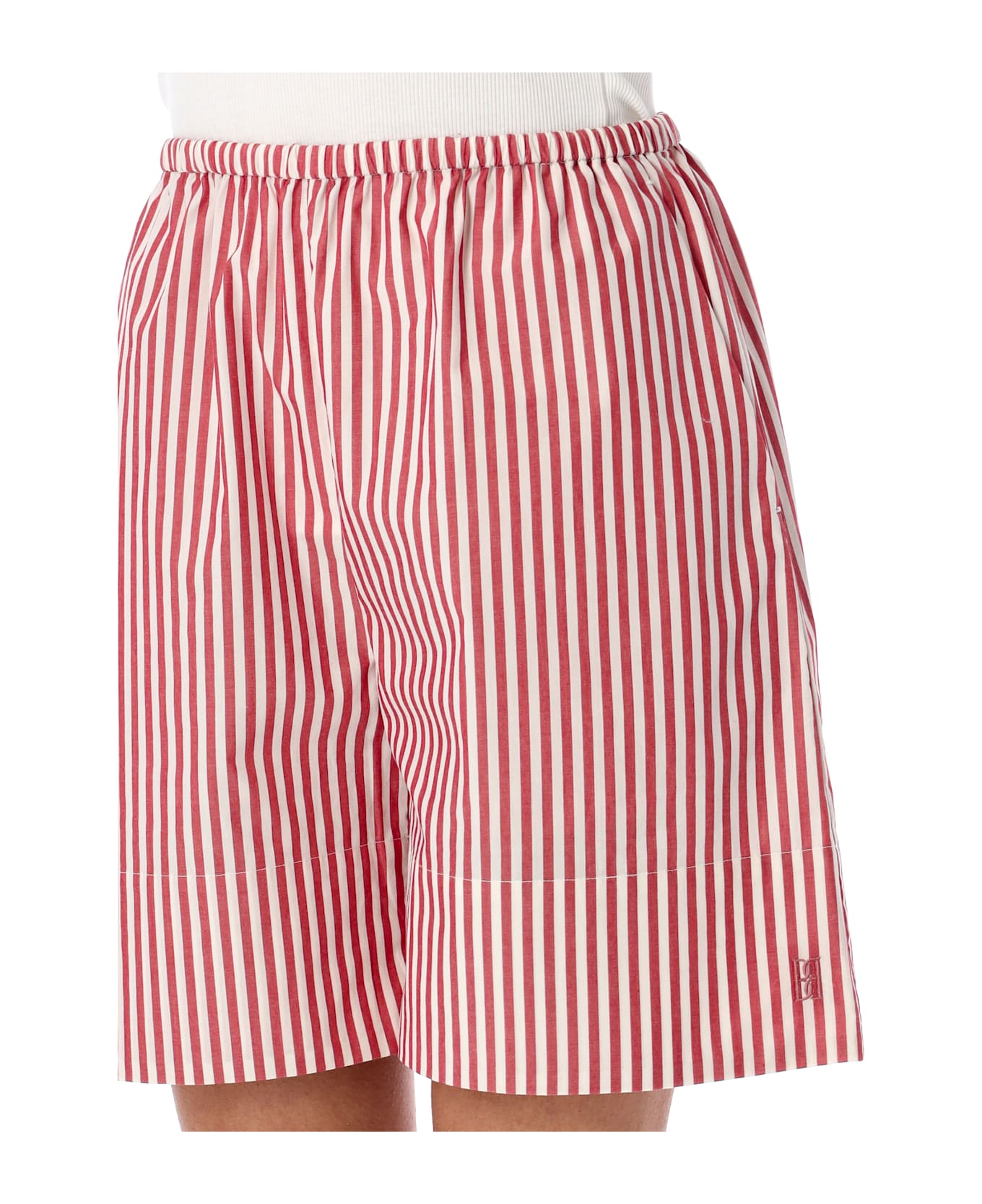 By Malene Birger Siona Shorts - RED WHITE STRIPES