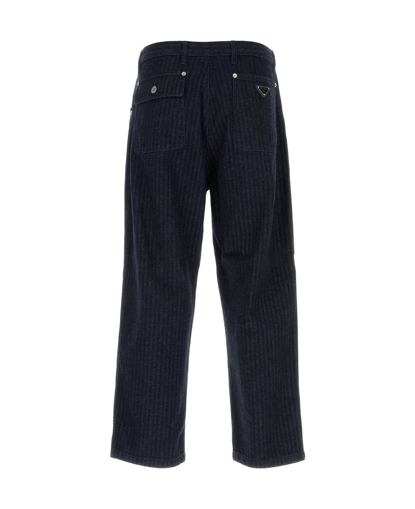 Prada Embroidered Denim Jeans - BLU