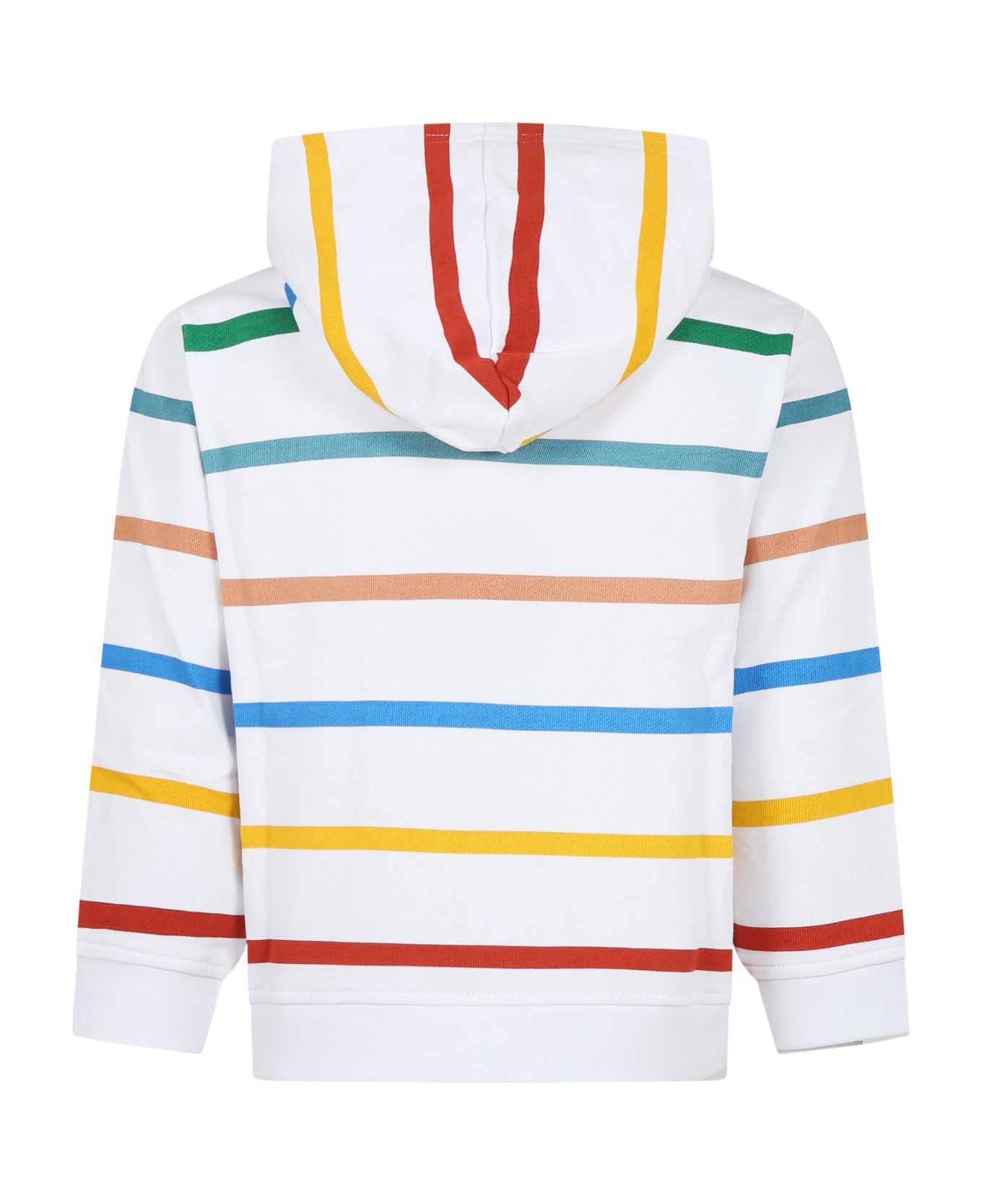 Stella McCartney Kids White Sweatshirt For Kids With Multicolor Stripes - White ニットウェア＆スウェットシャツ