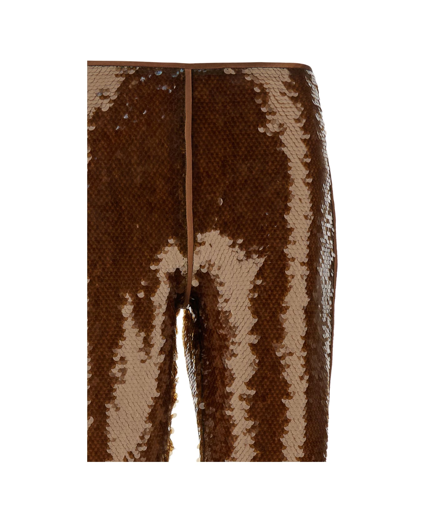 Alberta Ferretti Brown Pants With All-over Sequins In Tech Fabric Woman - Brown