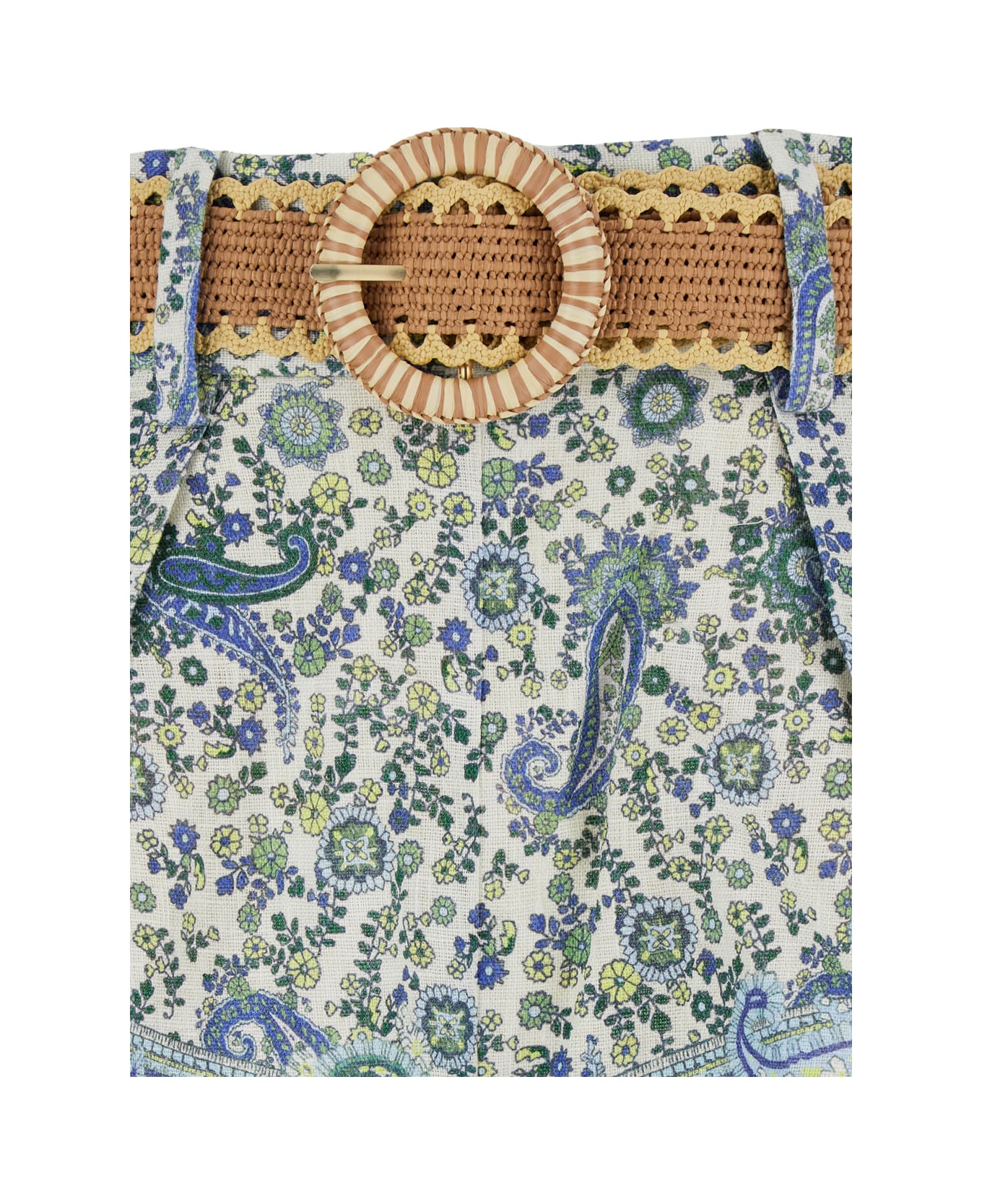 Zimmermann Multicolor Shorts With Floral Print In Linen Woman - Multicolor ボトムス