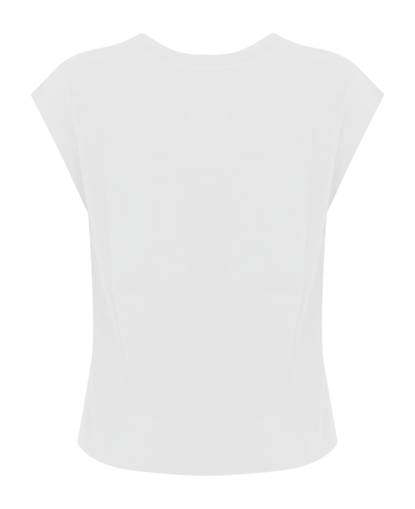 TwinSet Cotton T-shirt With Lace Application - BIANCO OTTICO