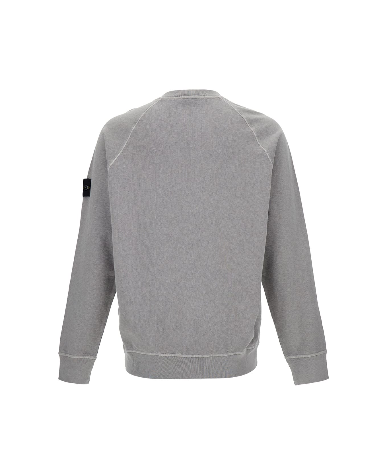 Stone Island Grey Crewneck Sweatshirt With Logo Patch In Cotton Man - Grey