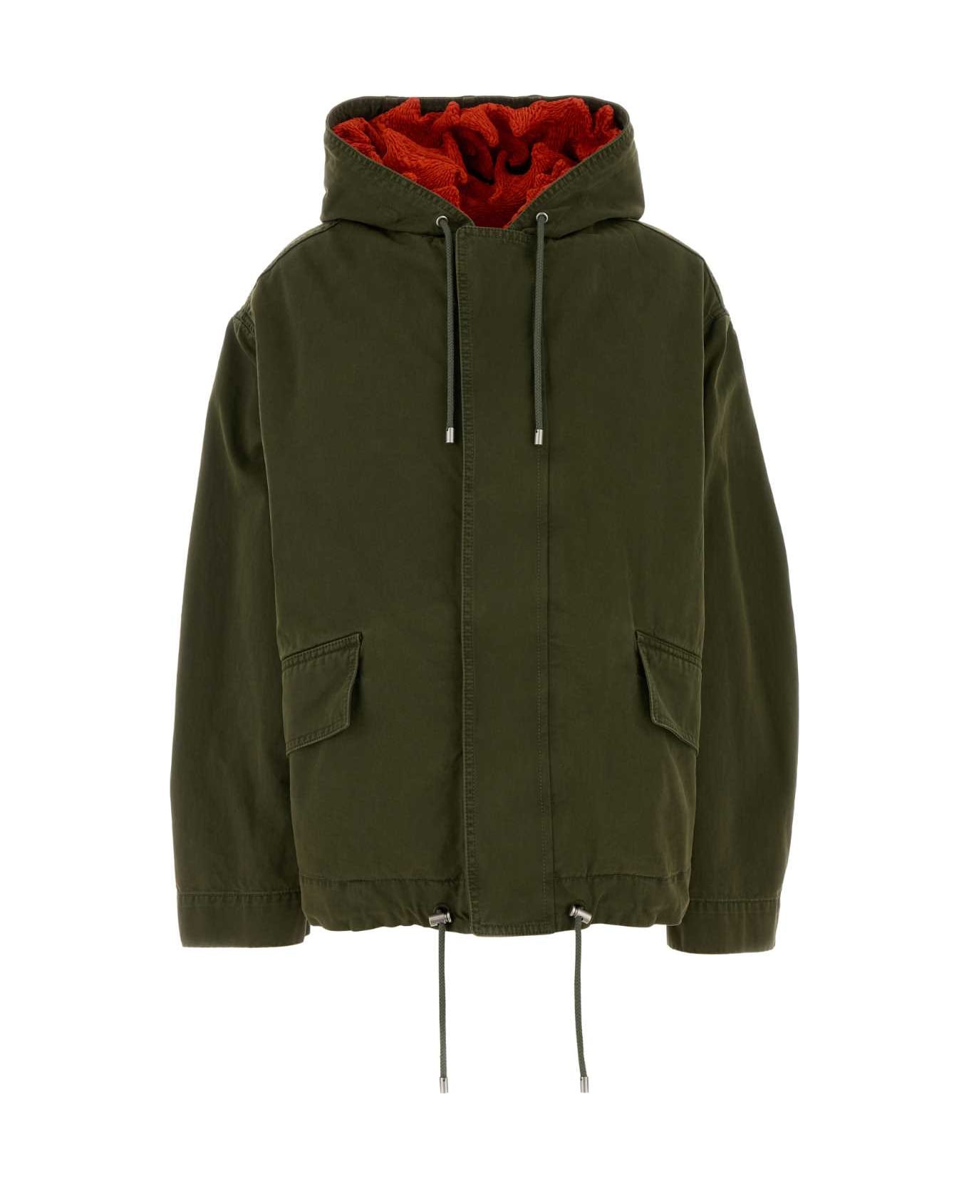 Loewe Army Green Cotton Parka - GREENORANGE