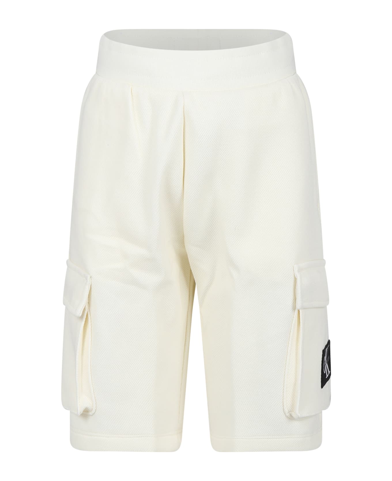 Calvin Klein Ivory Shorts For Boy With Logo - Ivory