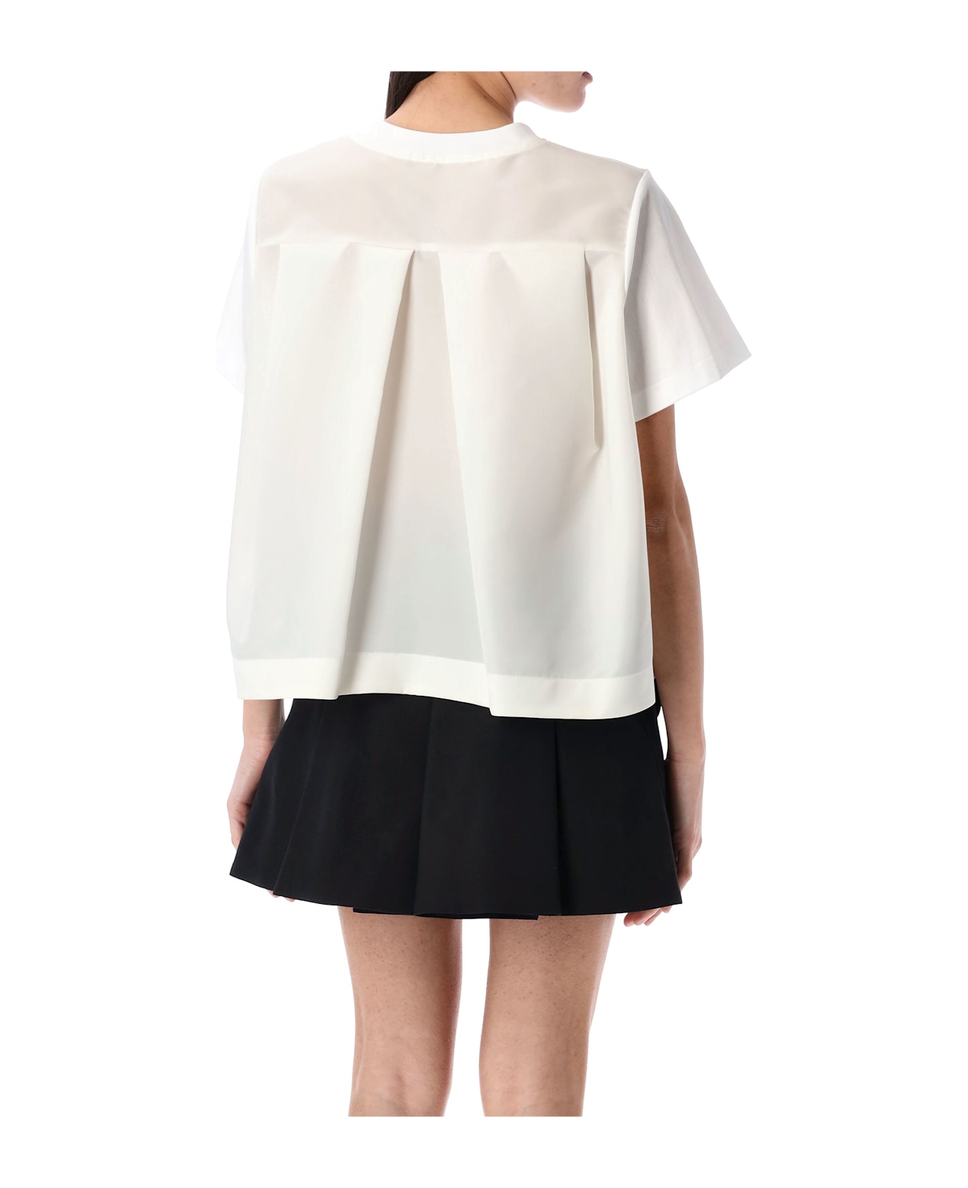 Sacai Tshirt Nylon Back - WHITE