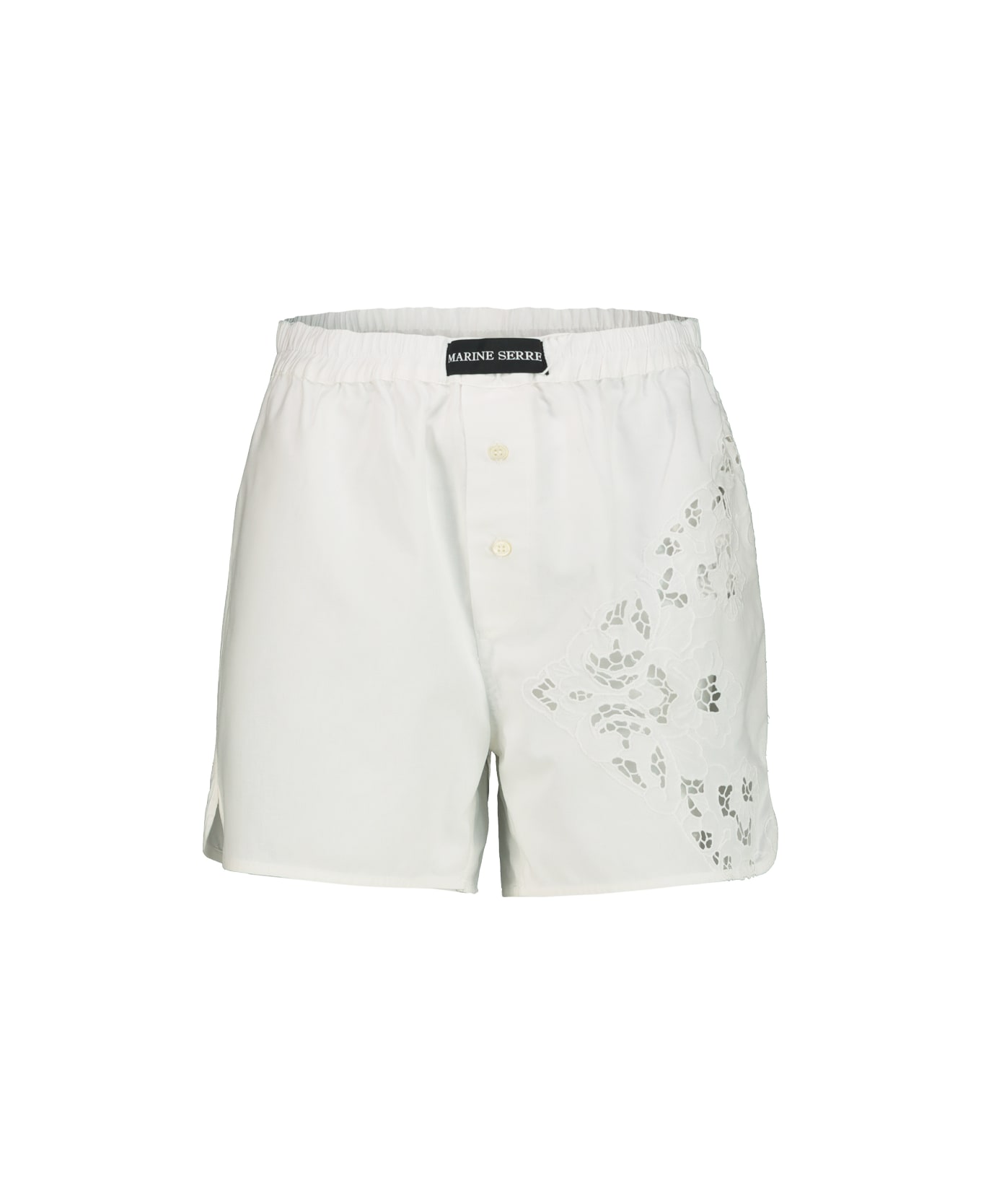 Marine Serre Short In Regenerated Household Linen - Off White