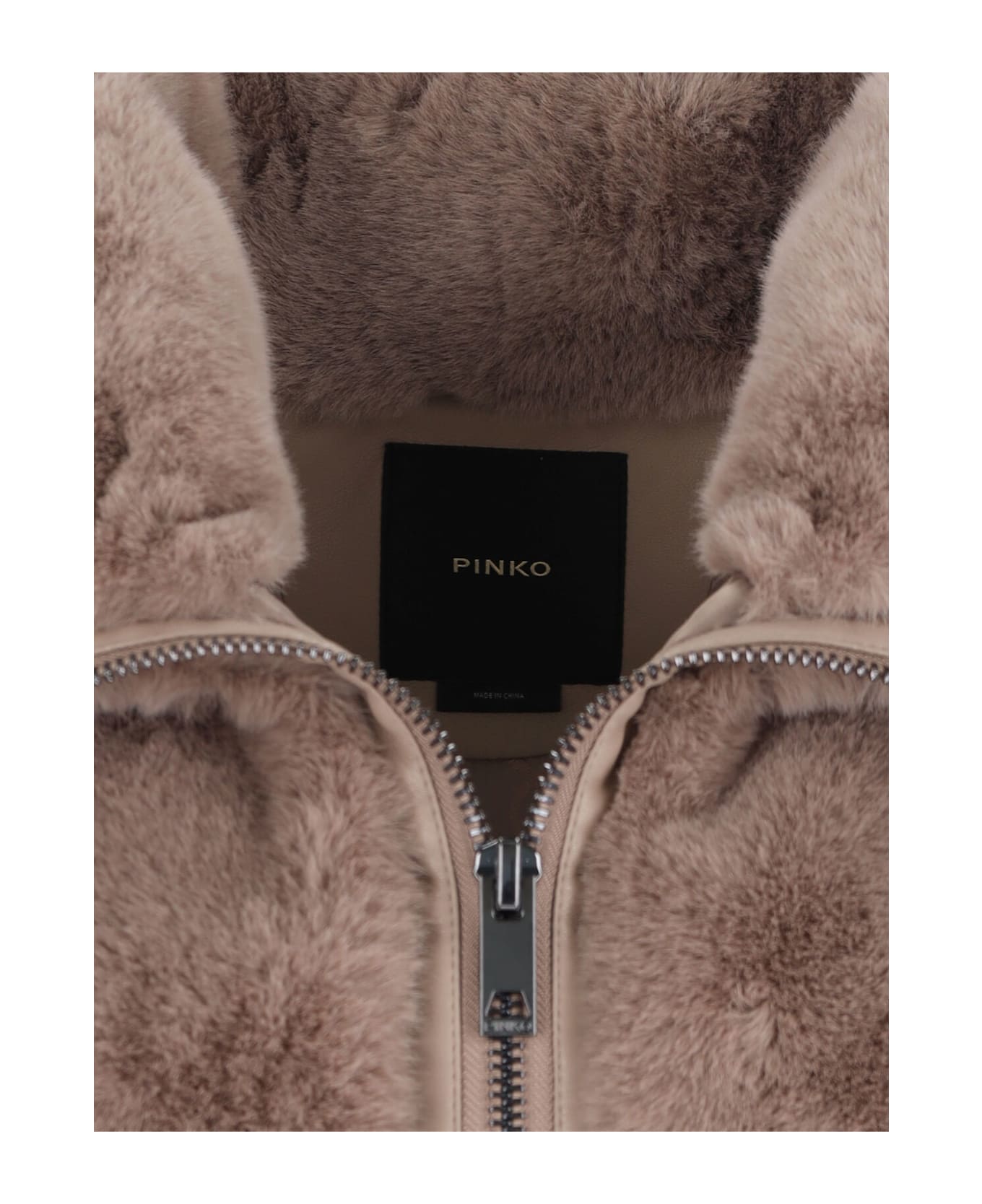 Pinko Faux Fur Vest - BEIGE VISCOTTO ZENZ