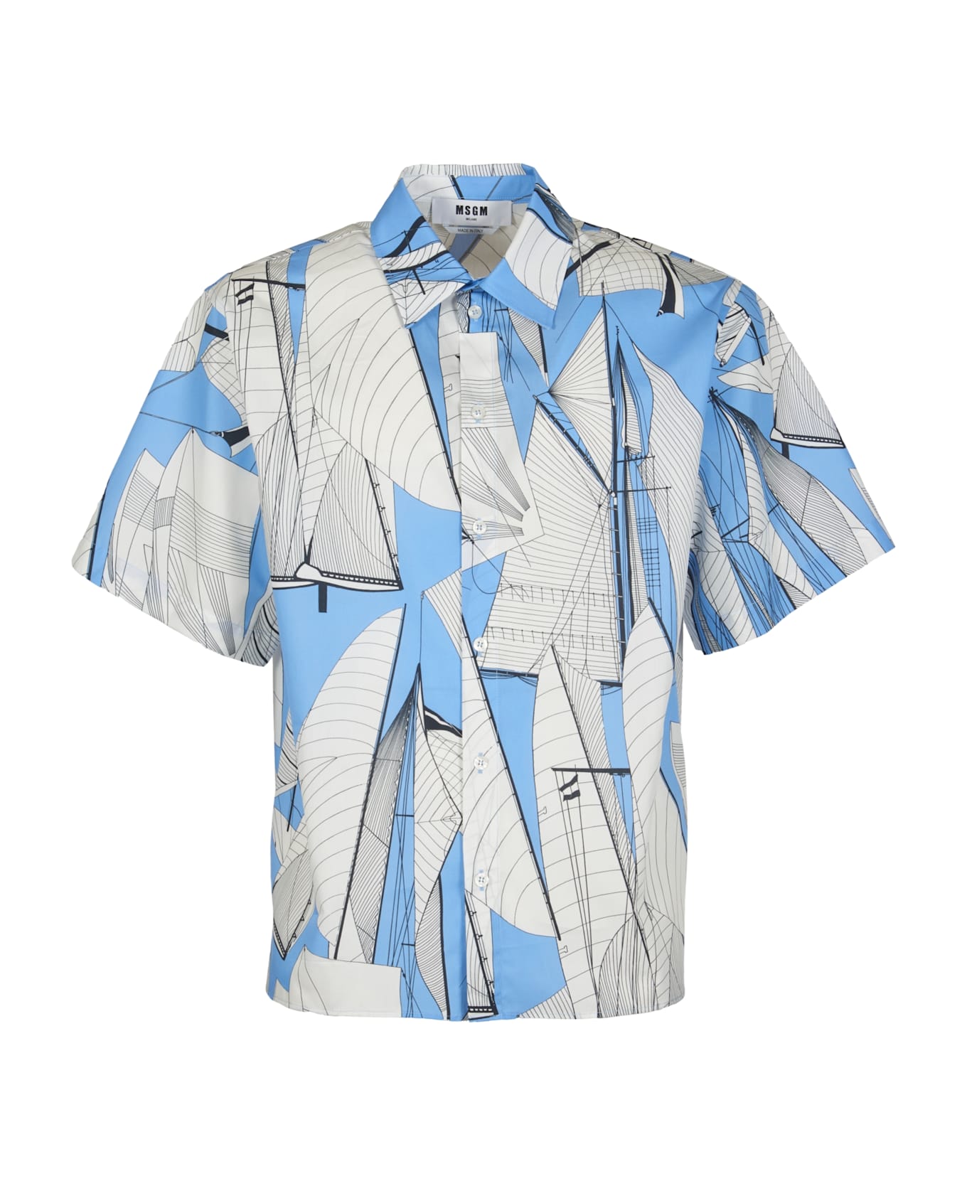 MSGM Printed Buttoned Shirt - Light Blue