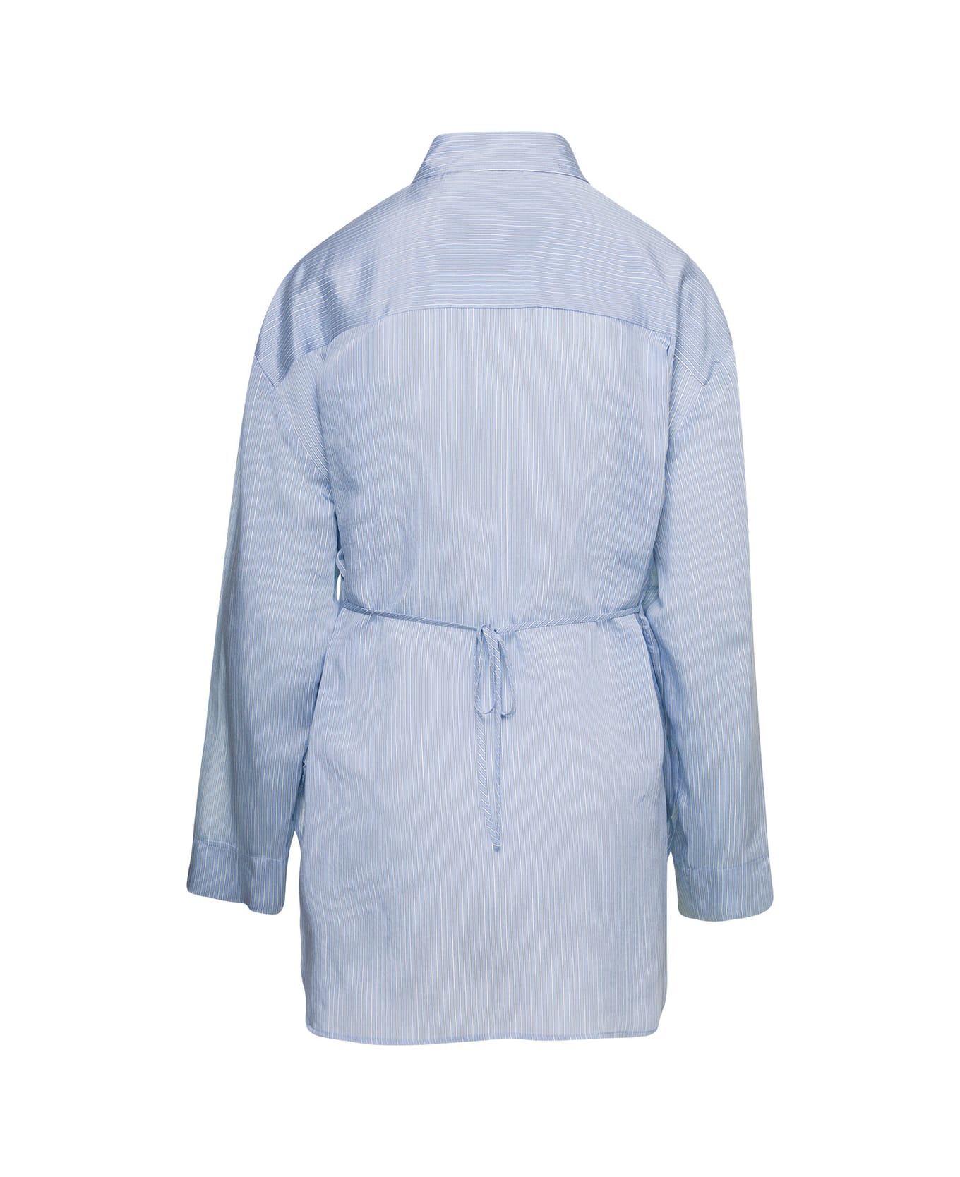 Douuod Light Blue Long-sleeve Striped Shirt In Viscose And Silk Woman - Light blue シャツ