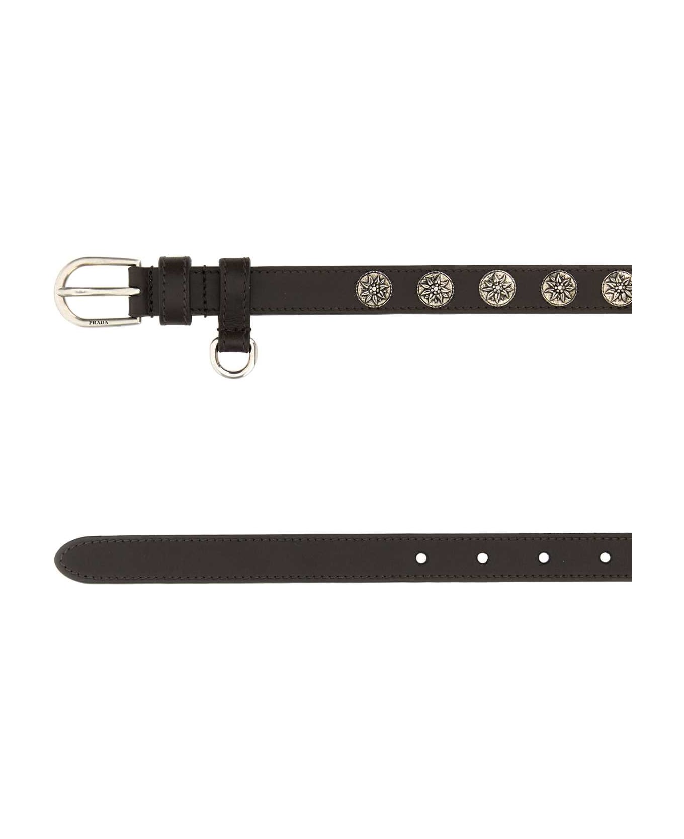 Prada Chocolate Leather Belt - CAFFE'