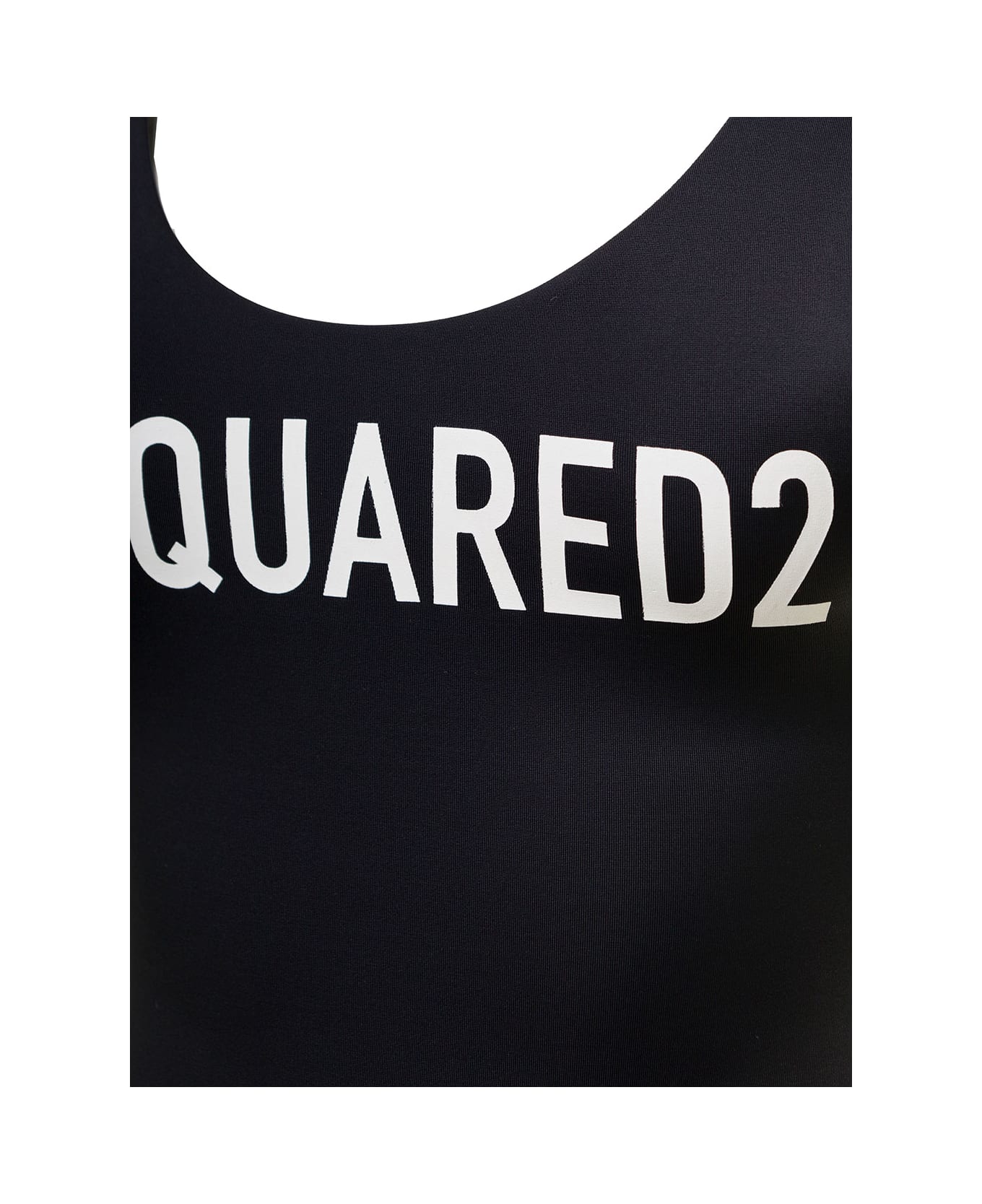 Dsquared2 Black One Piece Swimsuit With Lettering In Nylon Stretch Woman - Black/white