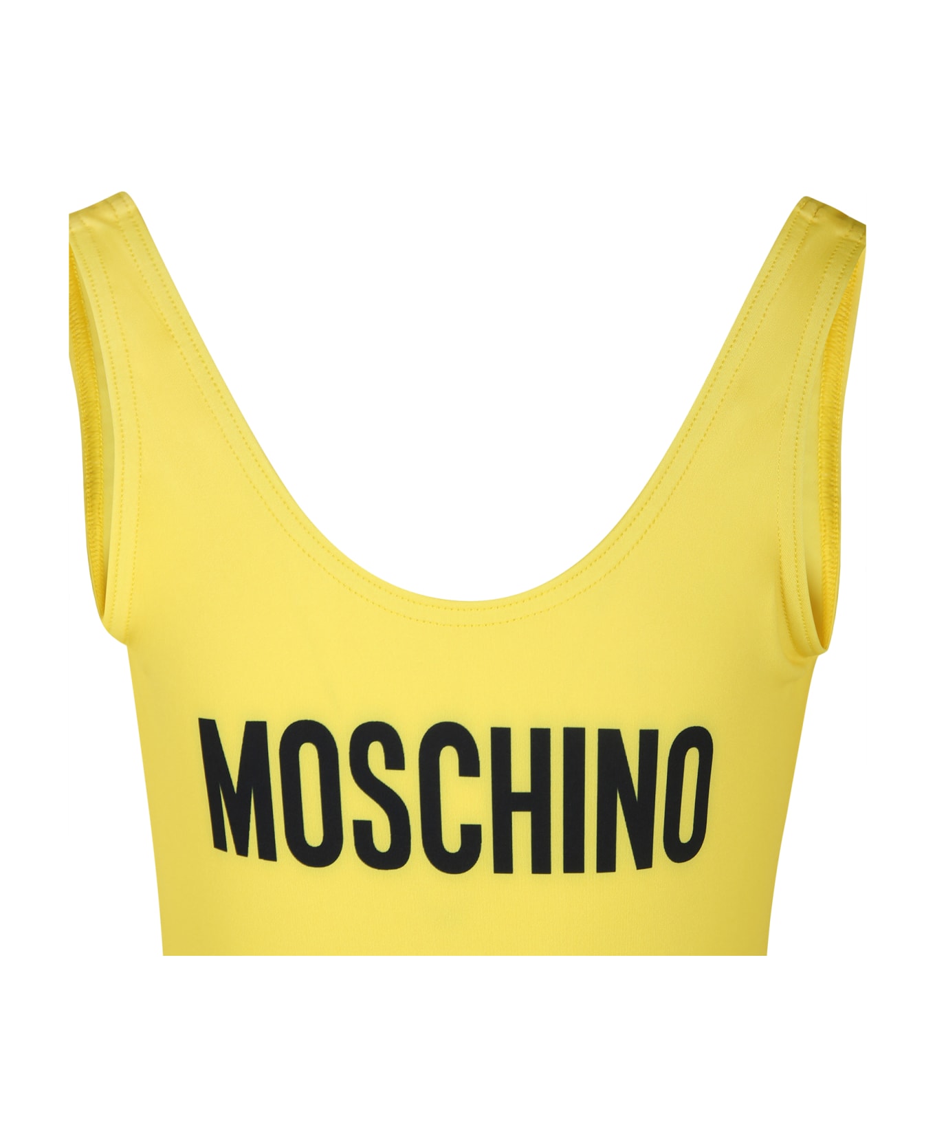 Moschino Yellow Swimsuit For Girl With Logo - Yellow 水着