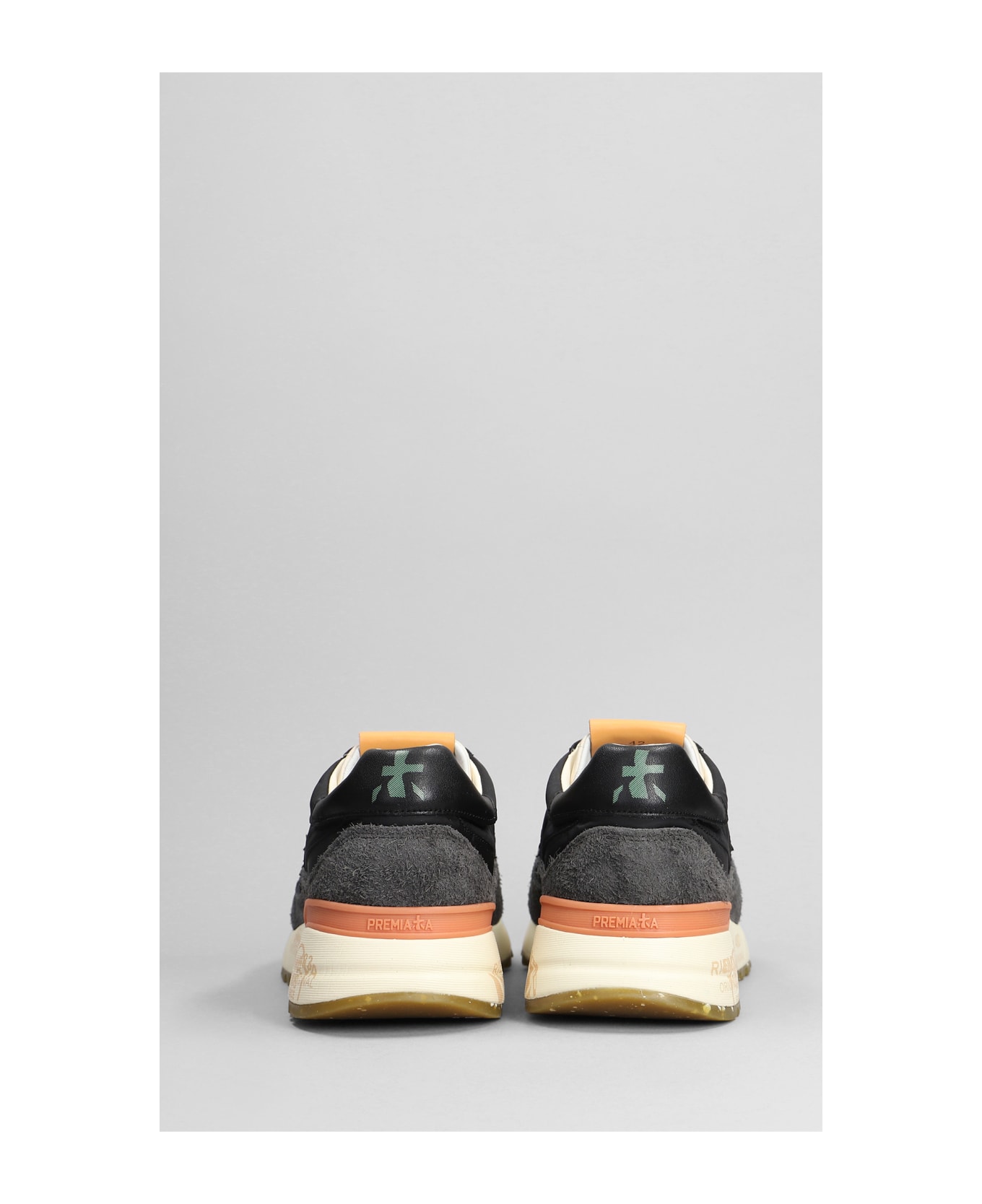 Premiata Landeck Sneakers In Black Suede And Fabric