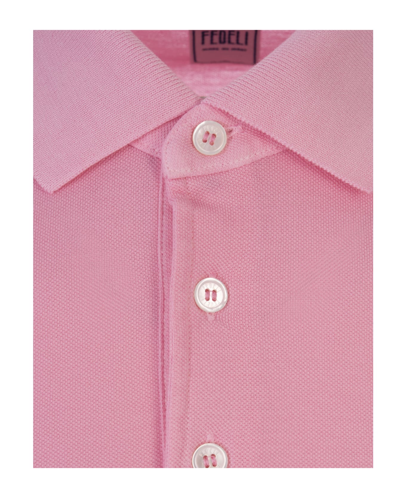 Fedeli Pink Light Cotton Piquet Polo Shirt - Pink