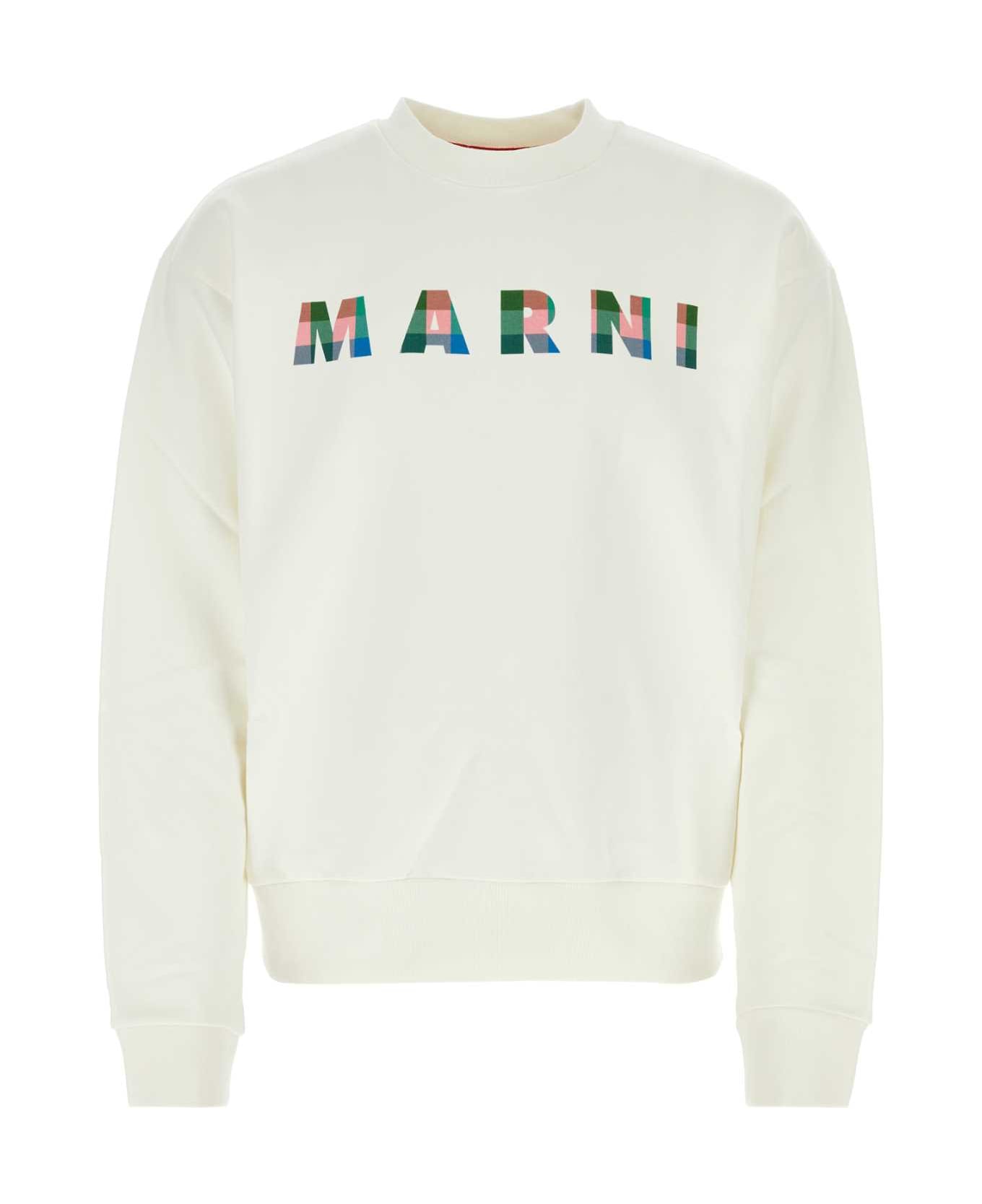 Marni White Cotton Sweatshirt - NATURALWHITE
