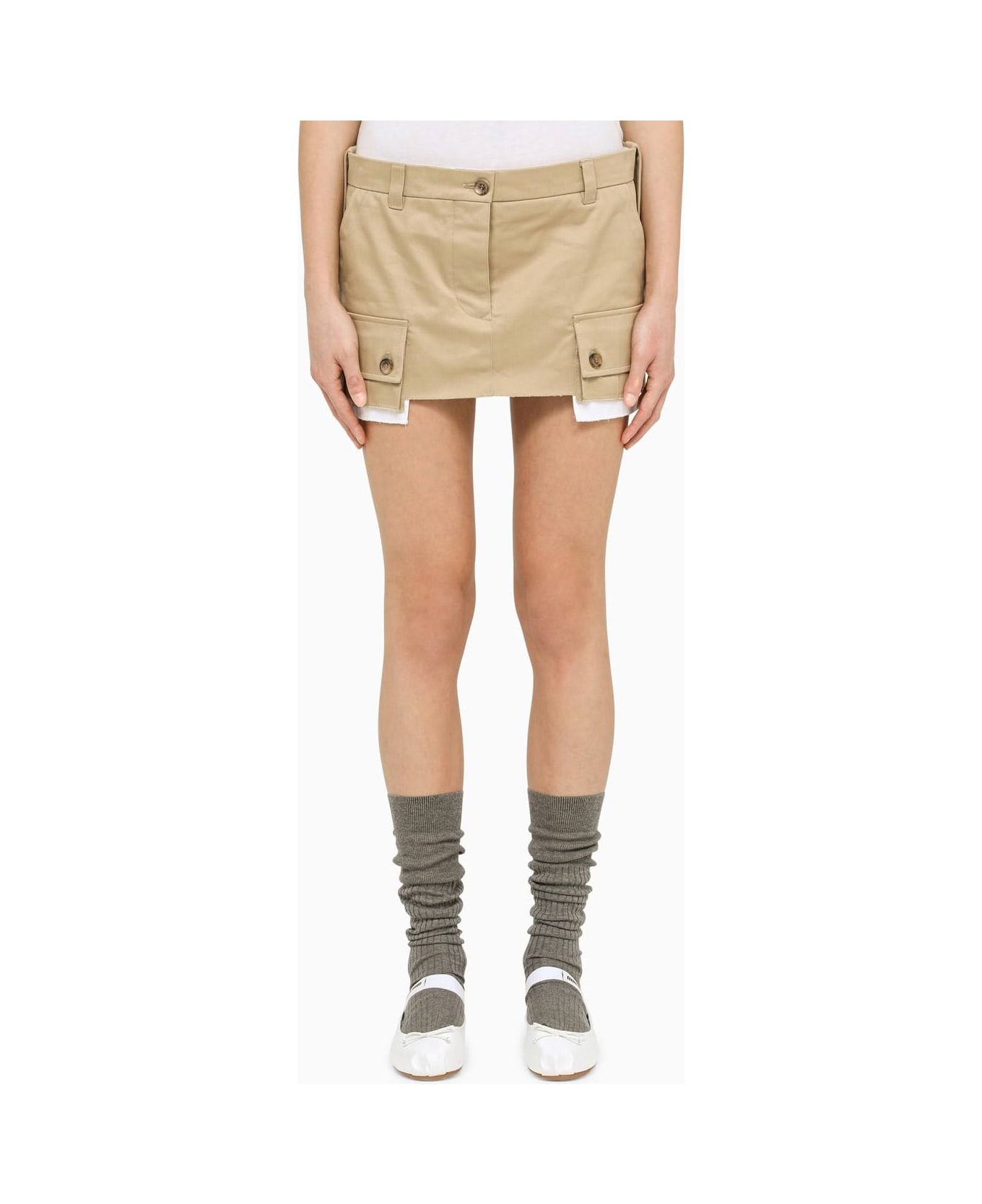 Miu Miu Mini Skirt Multipocket Beige - Corda