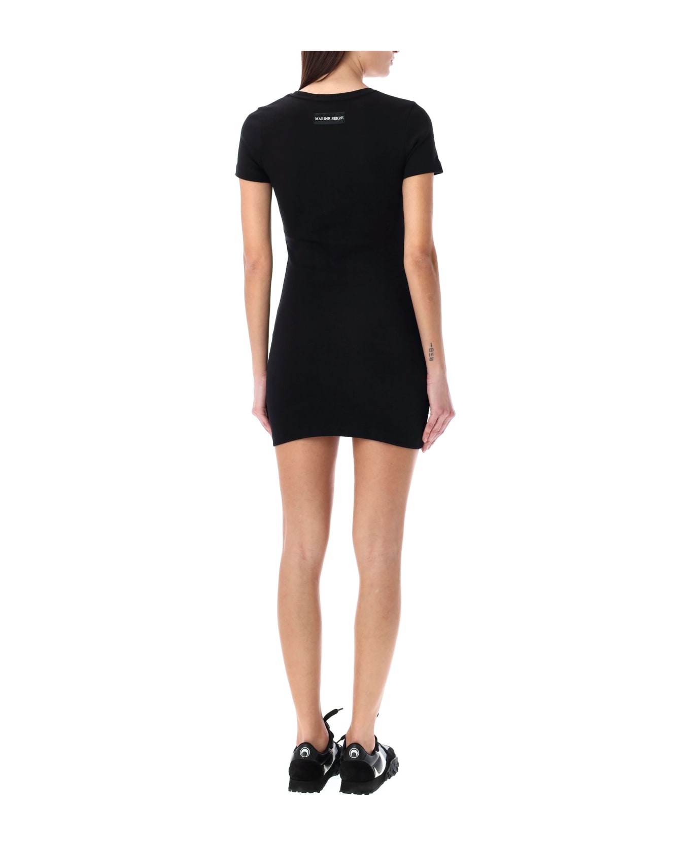 Marine Serre Rib T-shirt Dress - BLACK