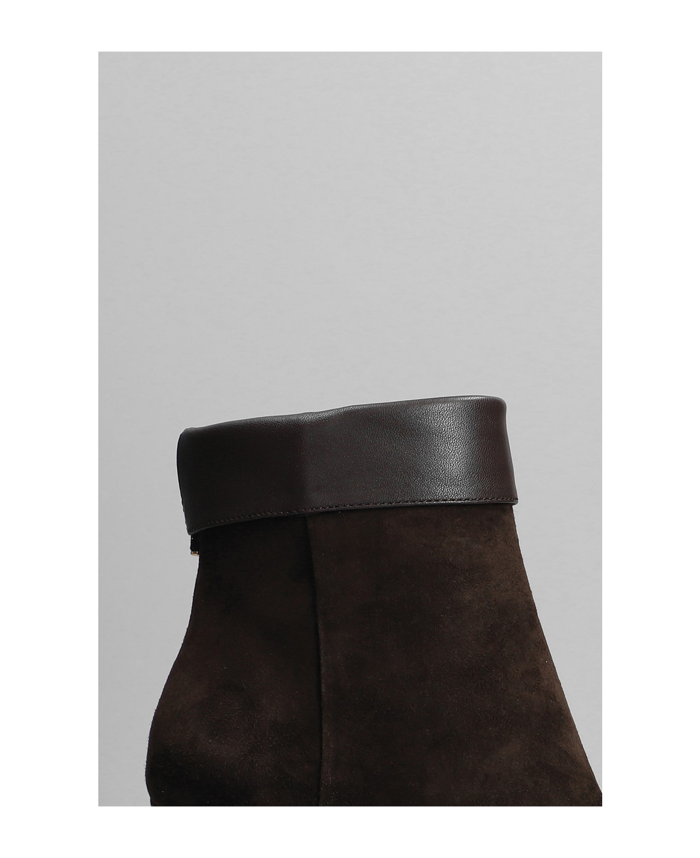 Lola Cruz High Heels Ankle Boots In Brown Suede And Leather - brown