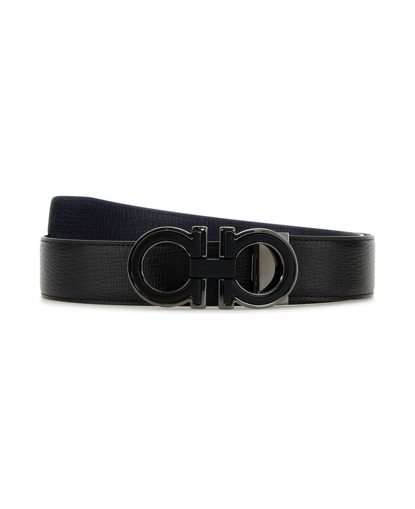 Ferragamo Black Leather Reversible Belt - NERMID