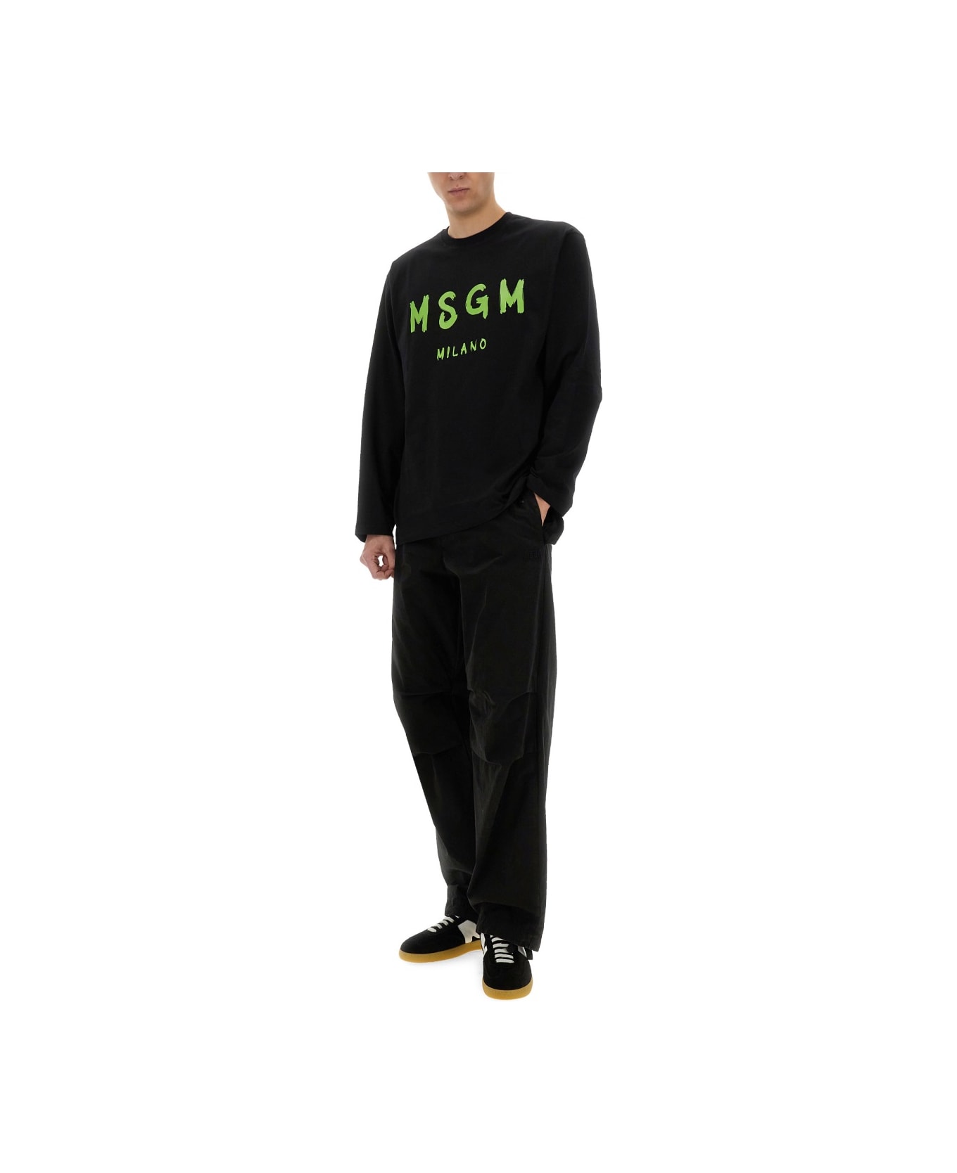 MSGM Cotton Sweatshirt - BLACK