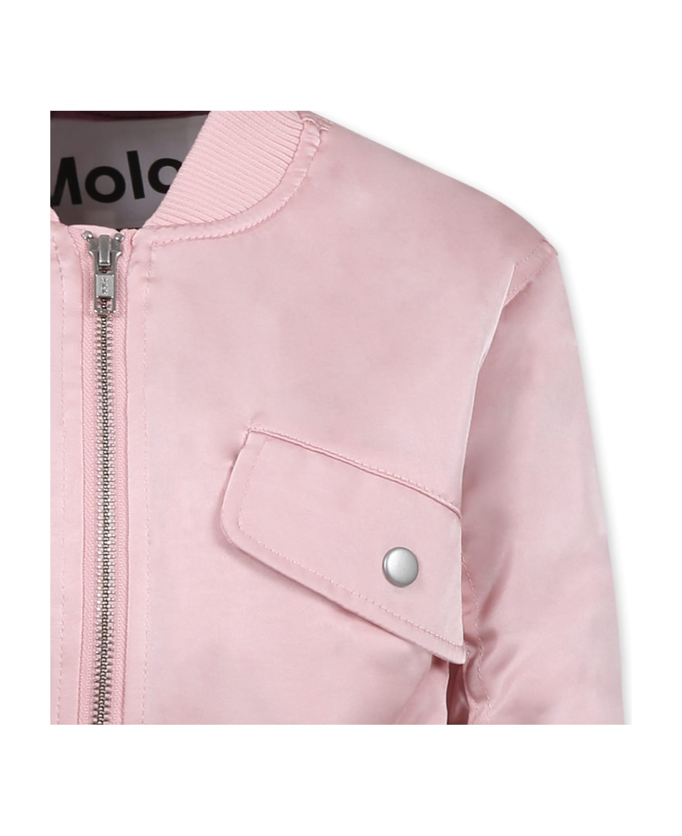 Molo Pink Cropped Bomber Jacket Rose For Girl - Pink