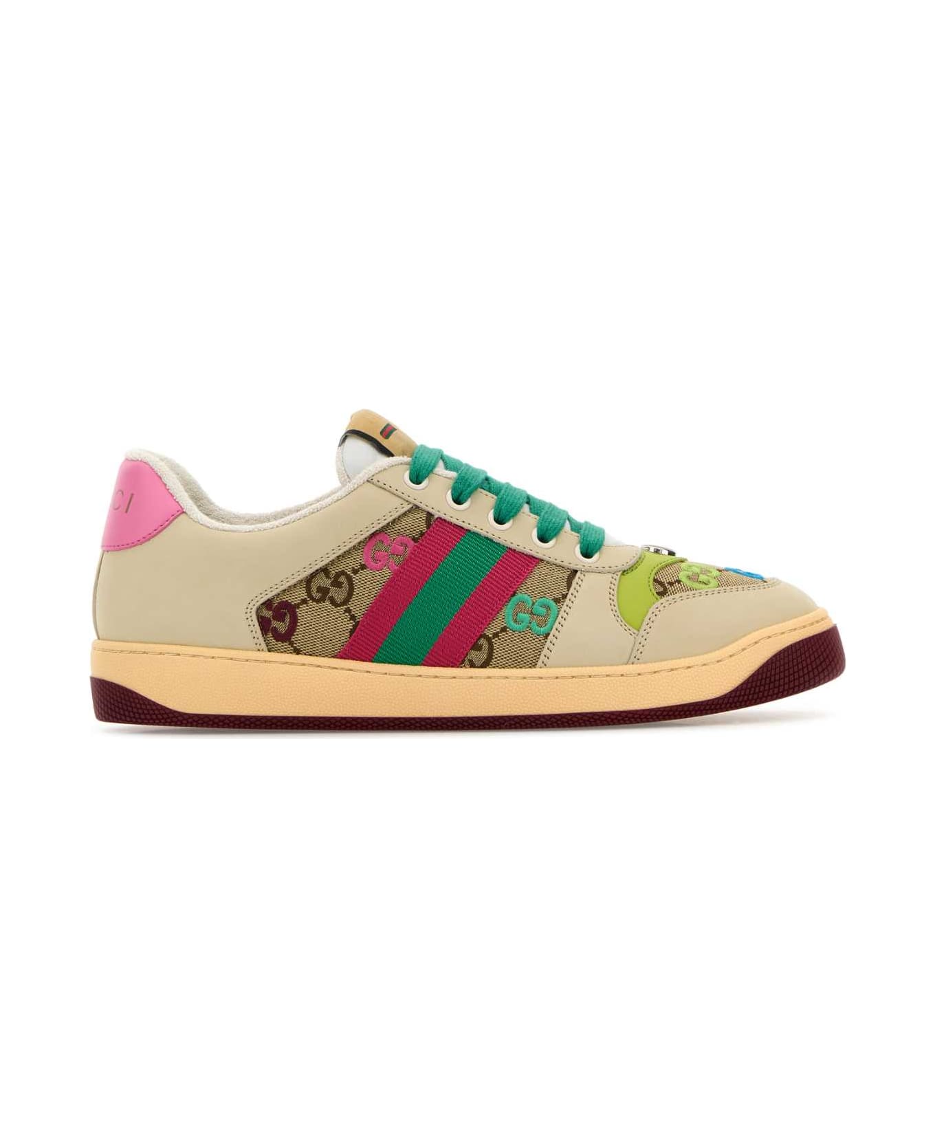 Gucci Multicolor Leather And Fabric Screener Sneakers - MULTICOLOUR