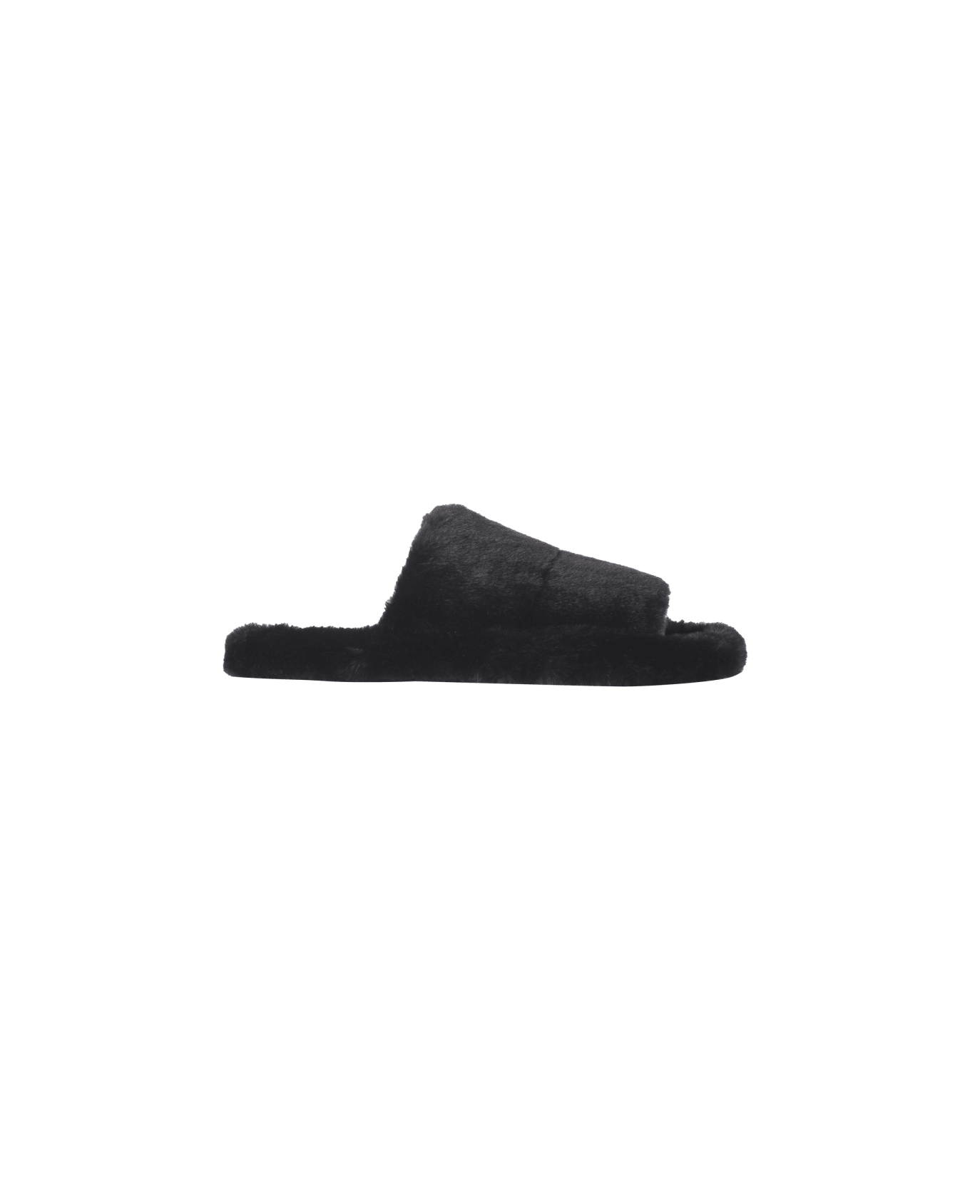 Dolce & Gabbana Fur Sandals - BLACK