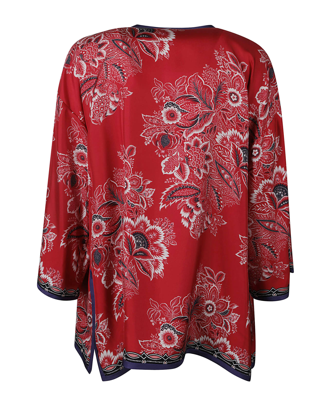 Etro Floral Printed Satin Jacket - Red/Multicolor