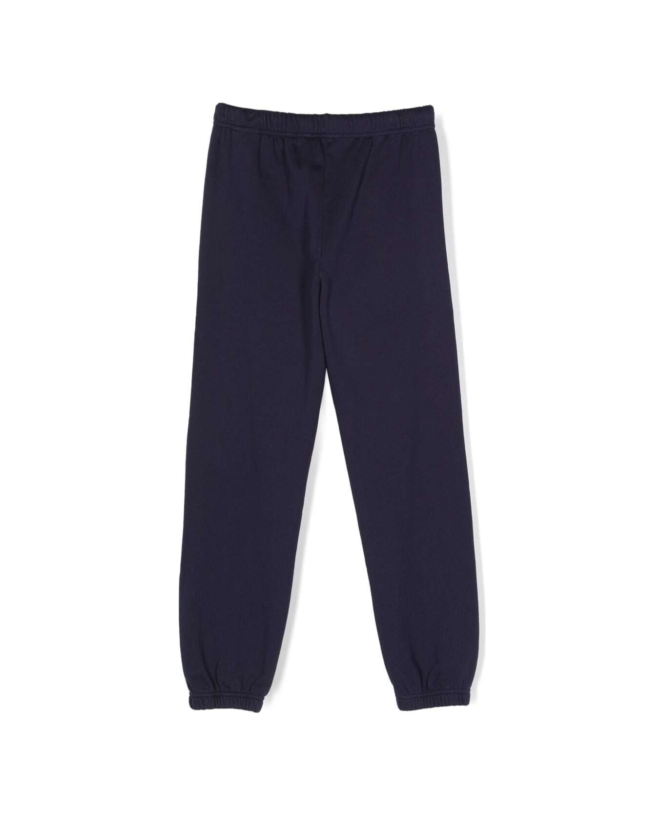 Palm Angels Track Pants With Printed Logo In Blue Cotton Boy - Blu ボトムス