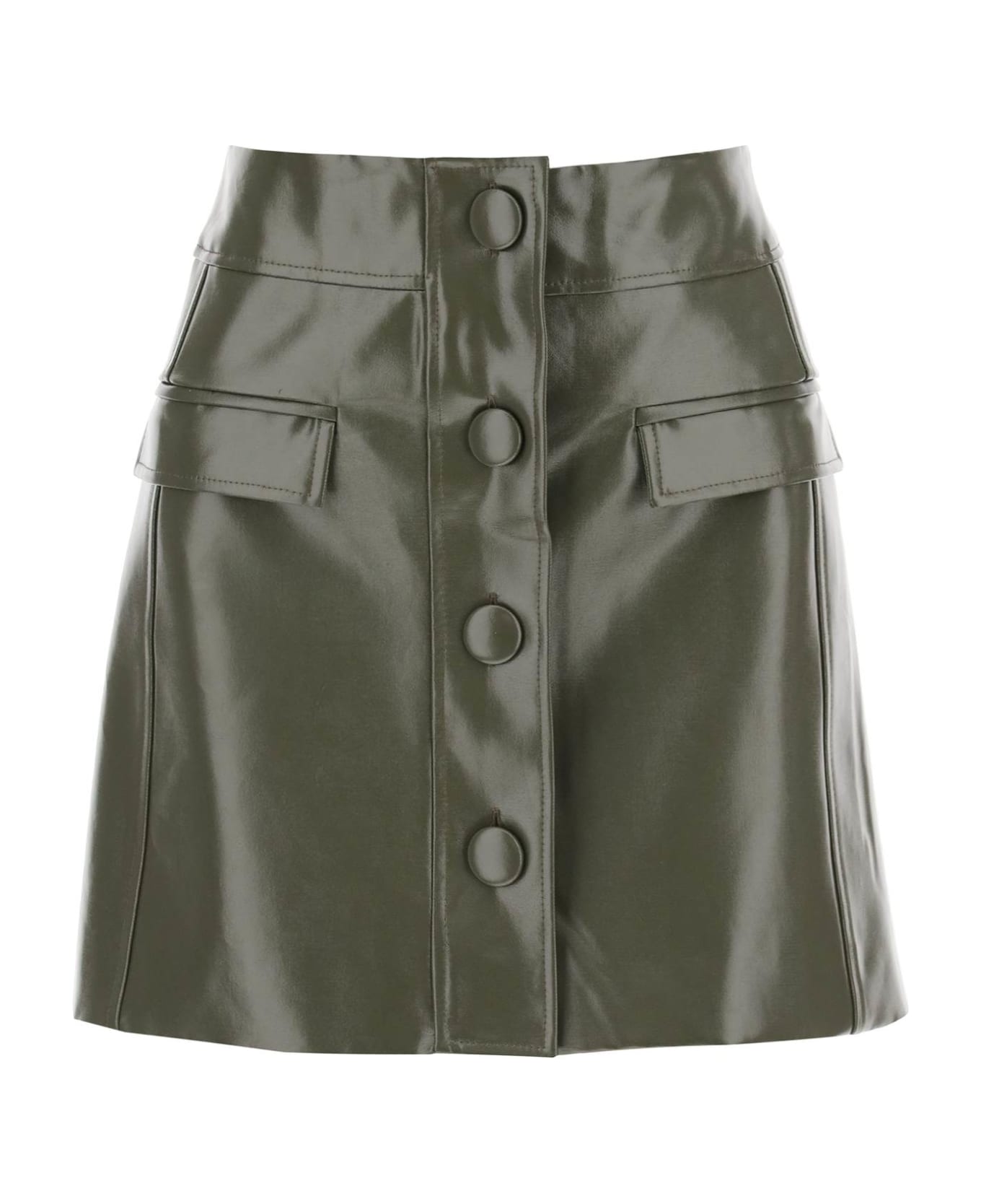 MVP Wardrobe Montenapoleone Mini Skirt In Coated Cotton - MILITARY (Green)