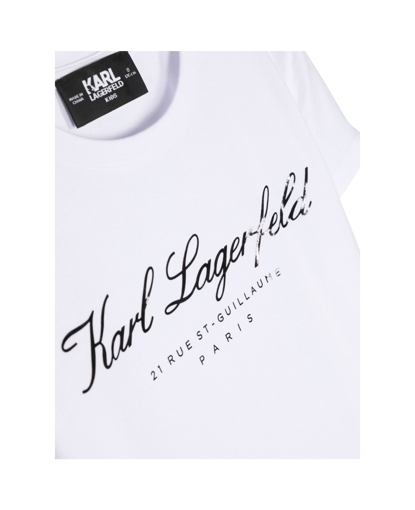 Karl Lagerfeld Kids Karl Lagerfeld T-shirt Bianca In Jersey Di Cotone Bambina - Bianco