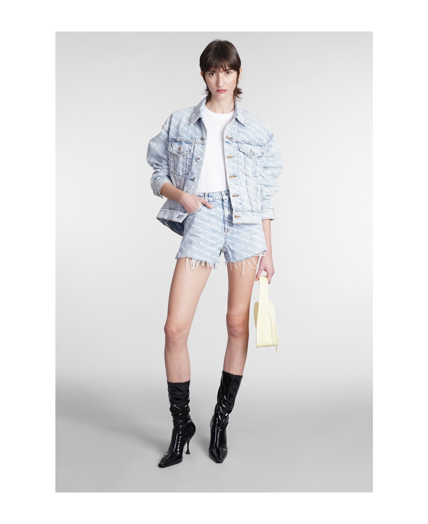 Alexander Wang Shorts With All Over Logo - Blue