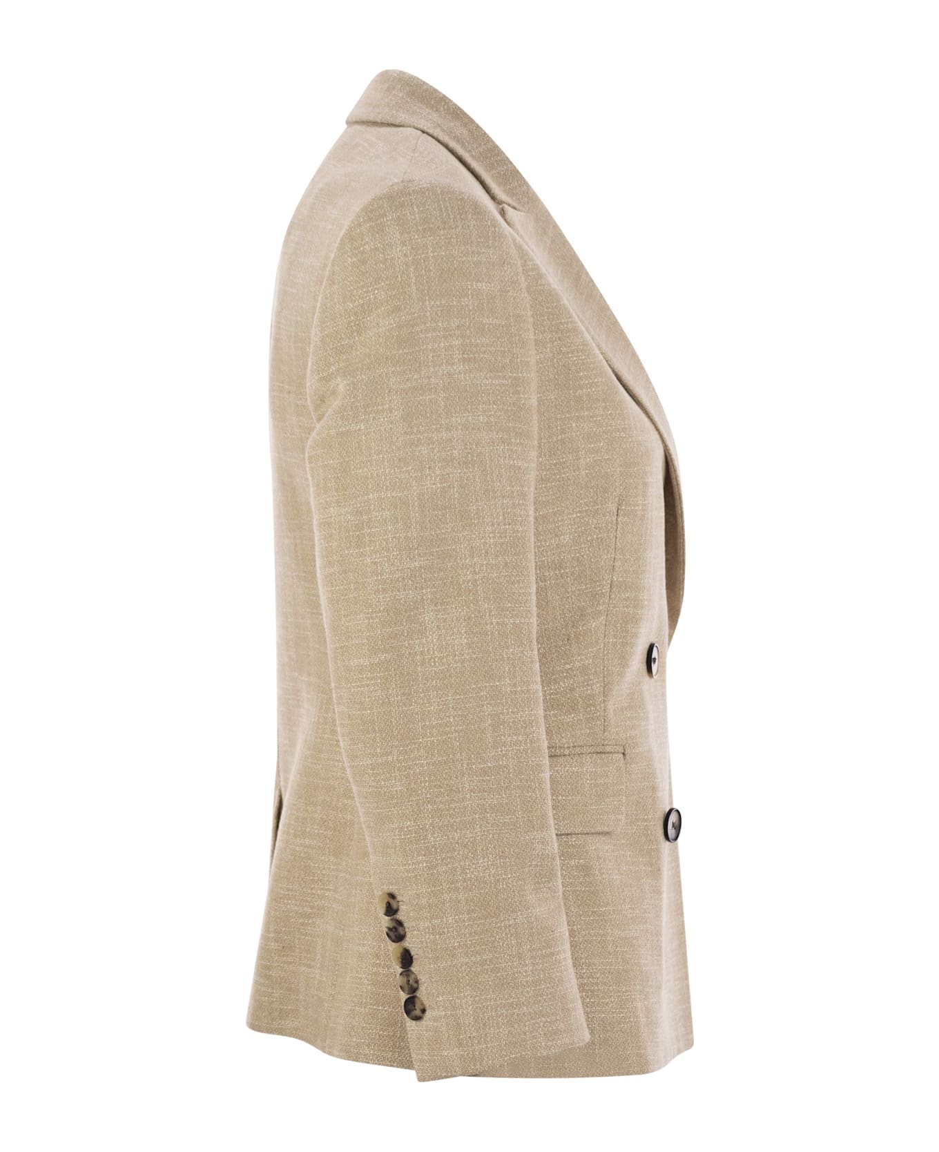 Saulina Milano Antonella - Double-breasted Cotton Blend Jacket - Beige