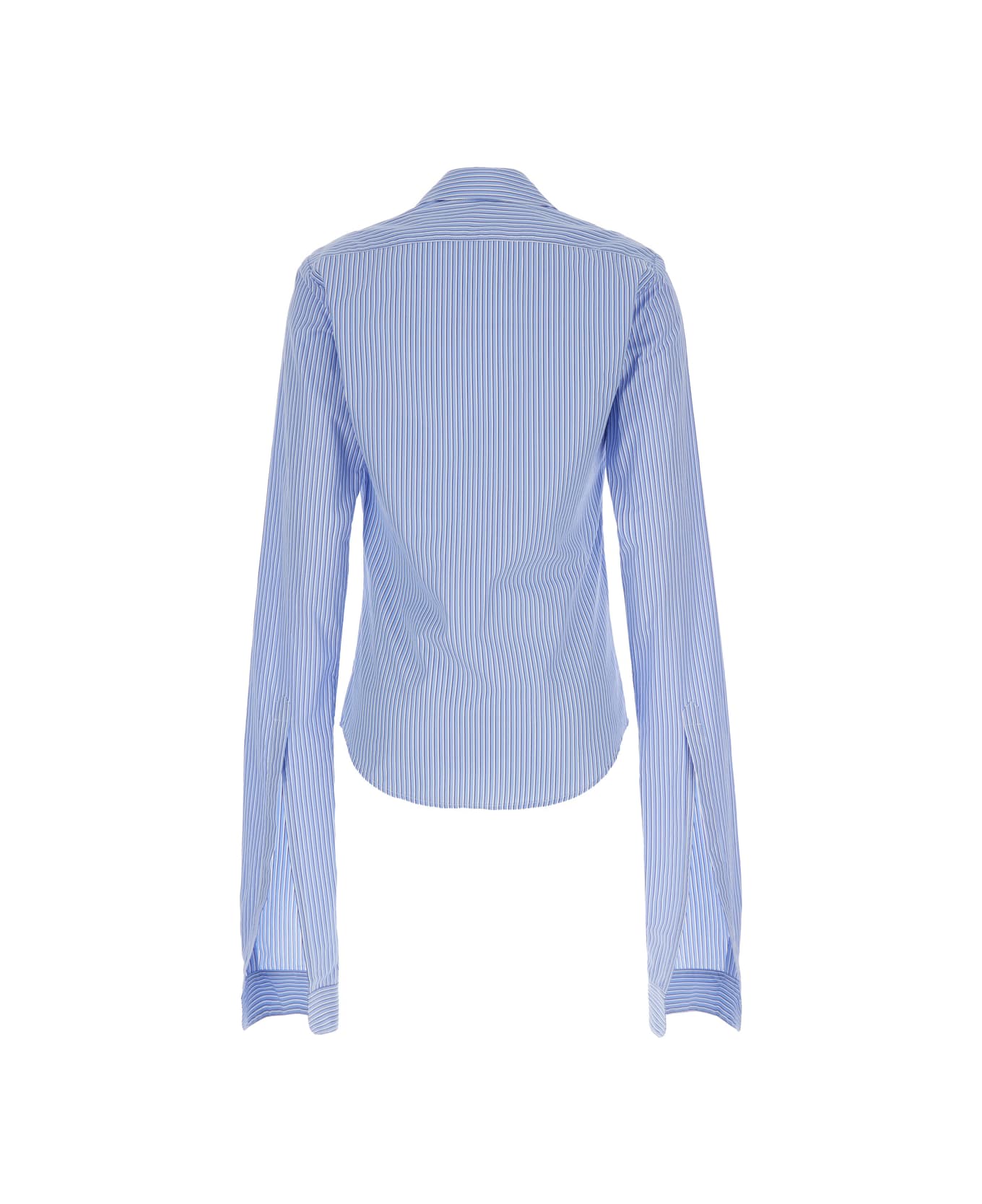 Coperni White And Light Blue Shirt With Knotted Cuffs In Cotton Woman - Blue