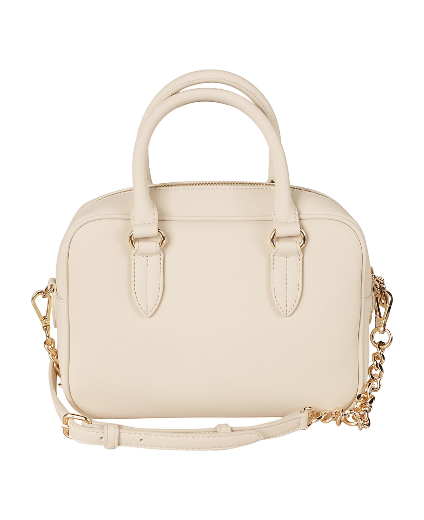 Love Moschino Round Top Handle Logo Embossed Shoulder Bag - Ivory