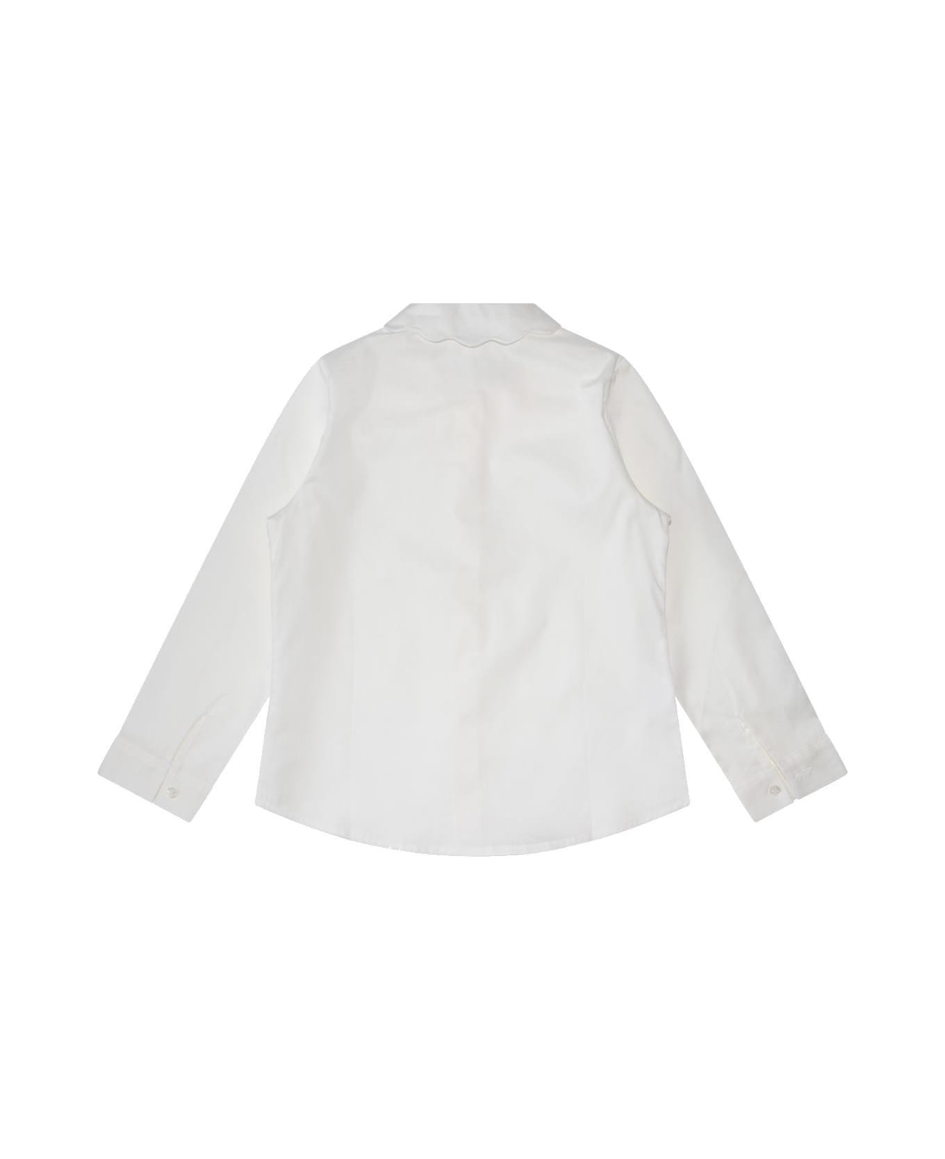 Il Gufo Scalloped Collar Poplin Shirt - Latte シャツ
