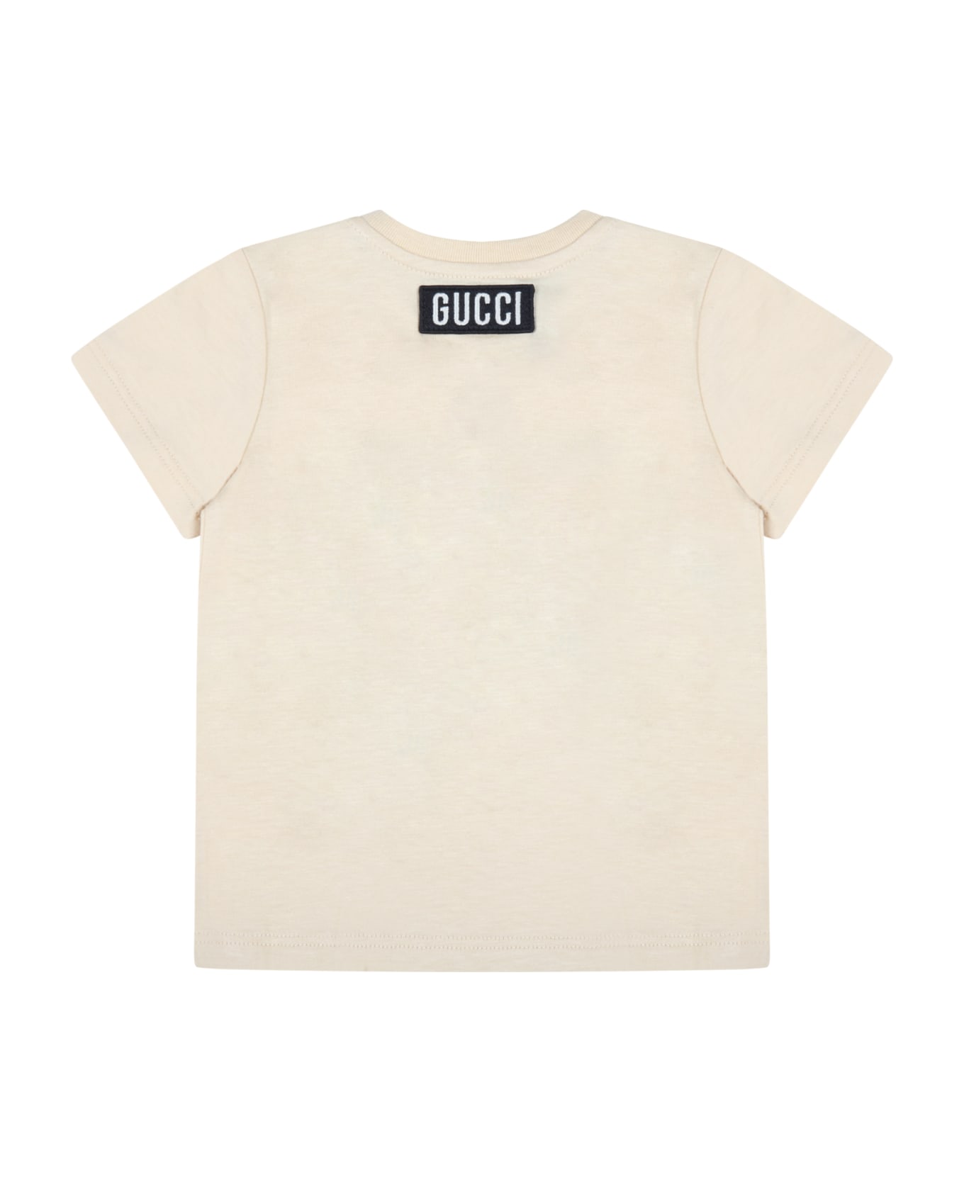 Gucci Beige T-shirt For Babykids With Cats And Logo - Beige
