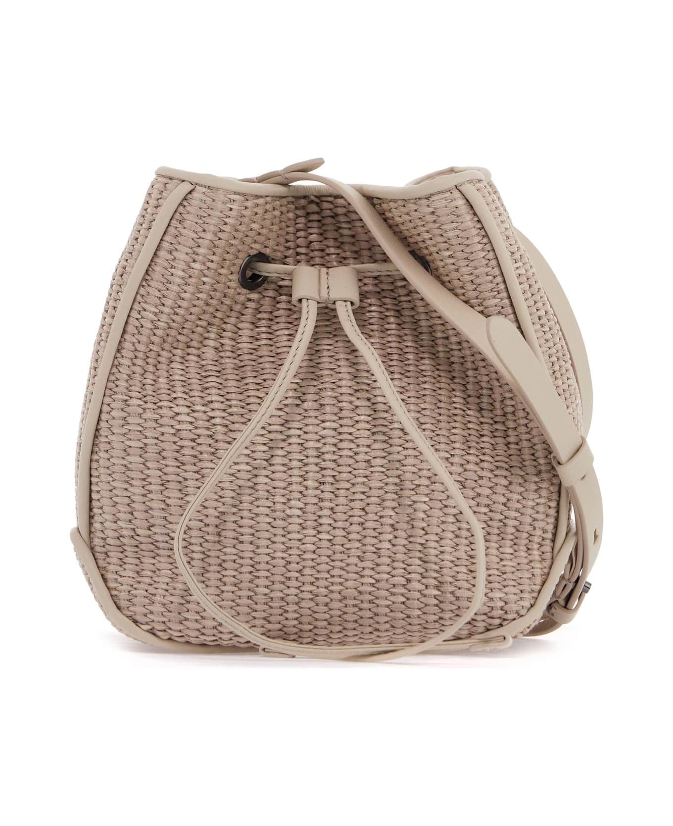 Brunello Cucinelli Techno Raffia Bucket Bag With - BEIGE CHIARO