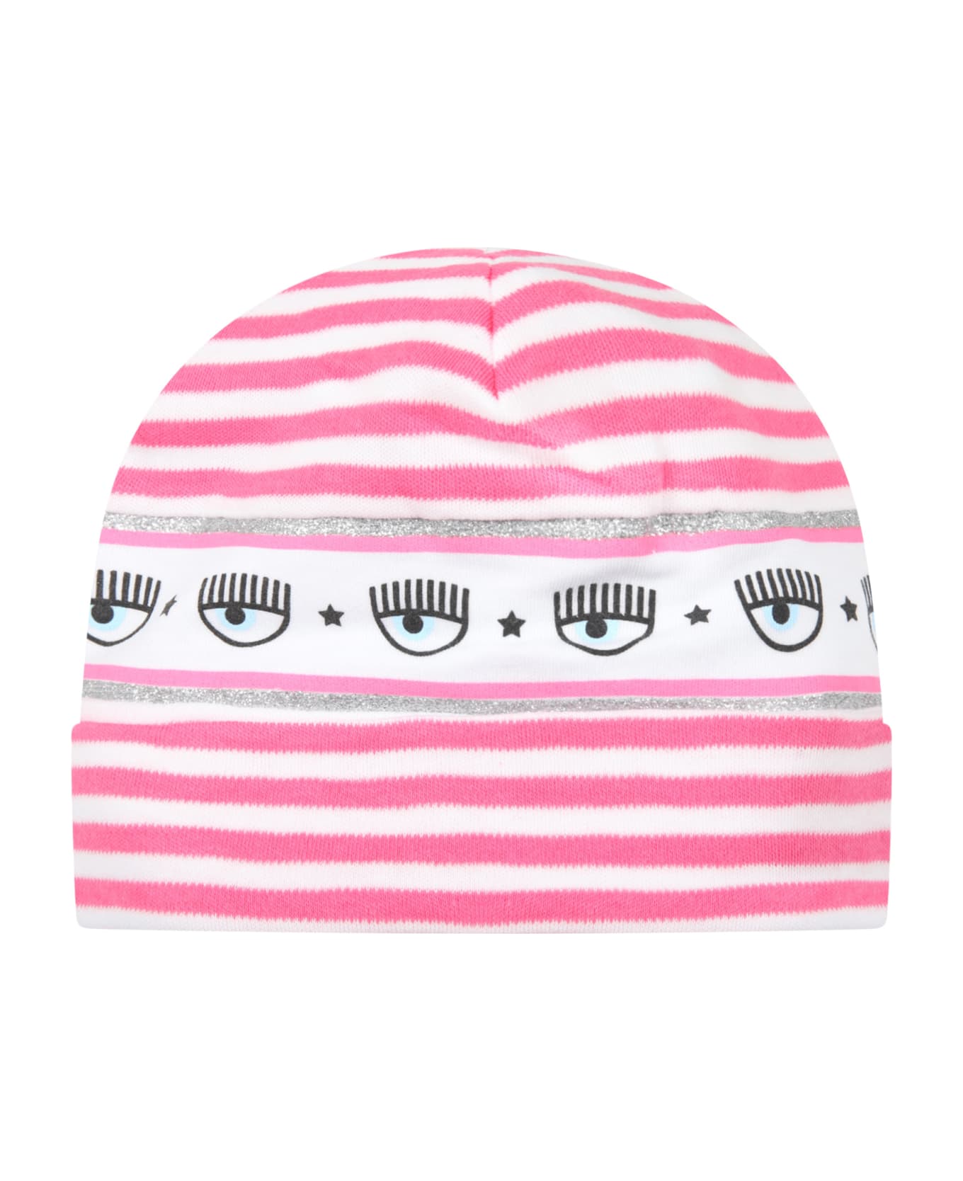 Chiara Ferragni Multicolor Hat For Baby Girl With Iconic Eyes Flirting - WHITE