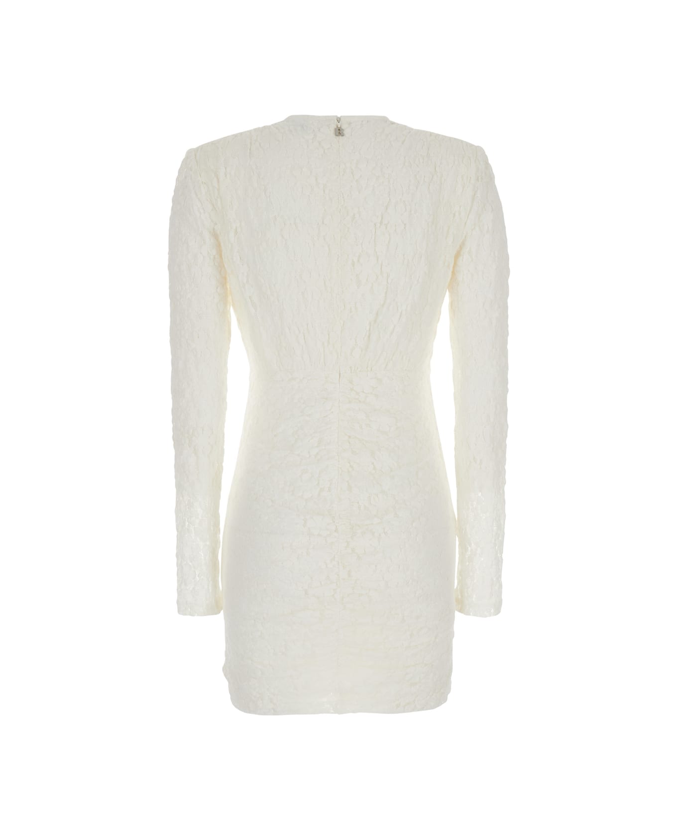 Rotate by Birger Christensen Mini White Dress With Rose Patch In Lace Woman - Egret