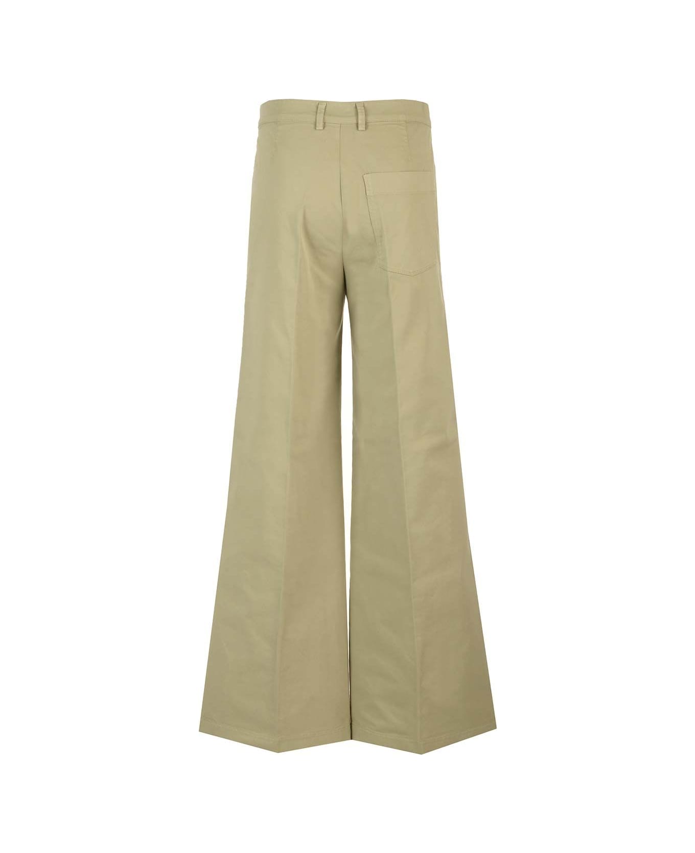 Forte_Forte Cotton Twill Flared Trousers - Green