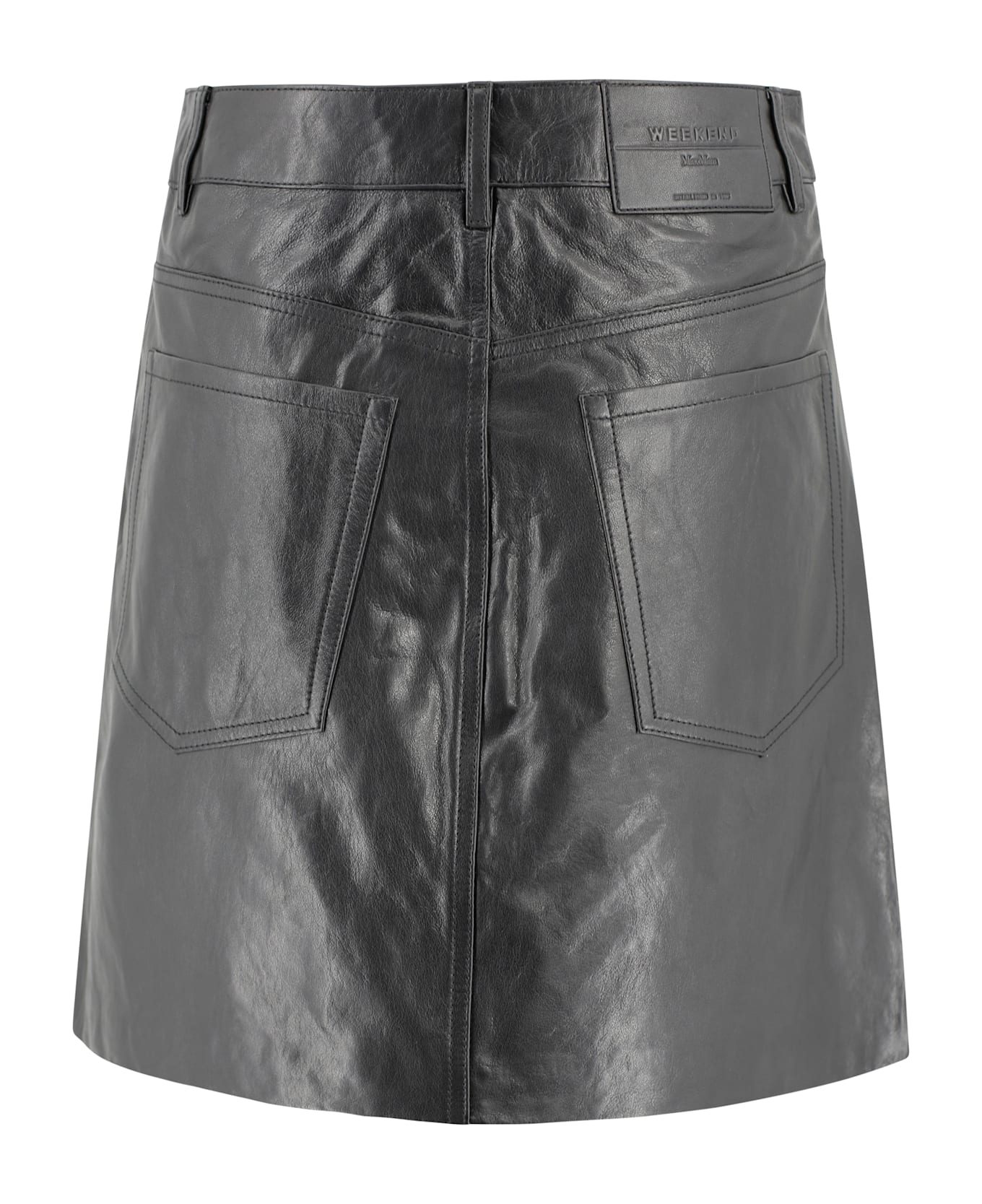 Weekend Max Mara Nappa Leather Mini Skirt - Black