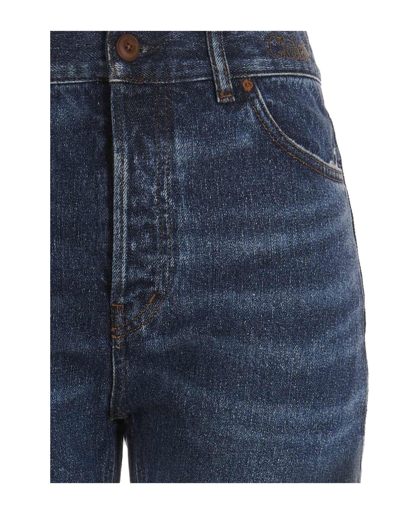 Chloé Embroidered Logo Jeans - Blue