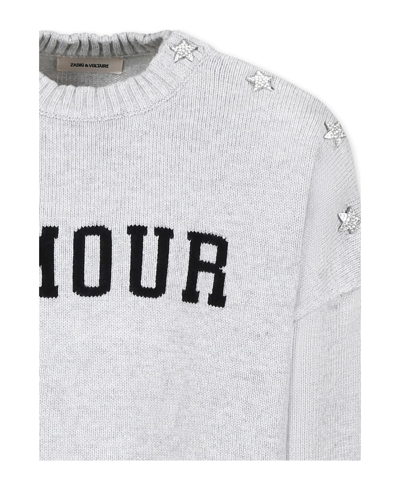 Zadig 
Voltaire Grey Sweater For Girl With Writing - Grey