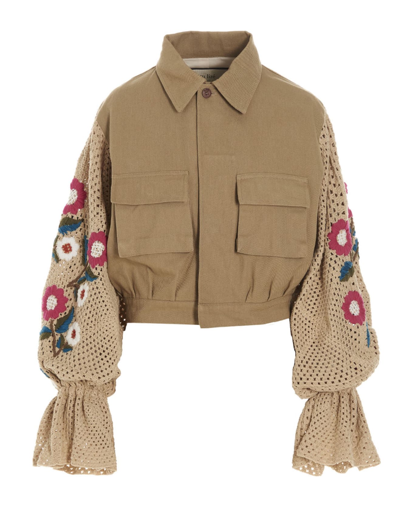 Tu Lizé Crochet Sleeves Jacket - Beige