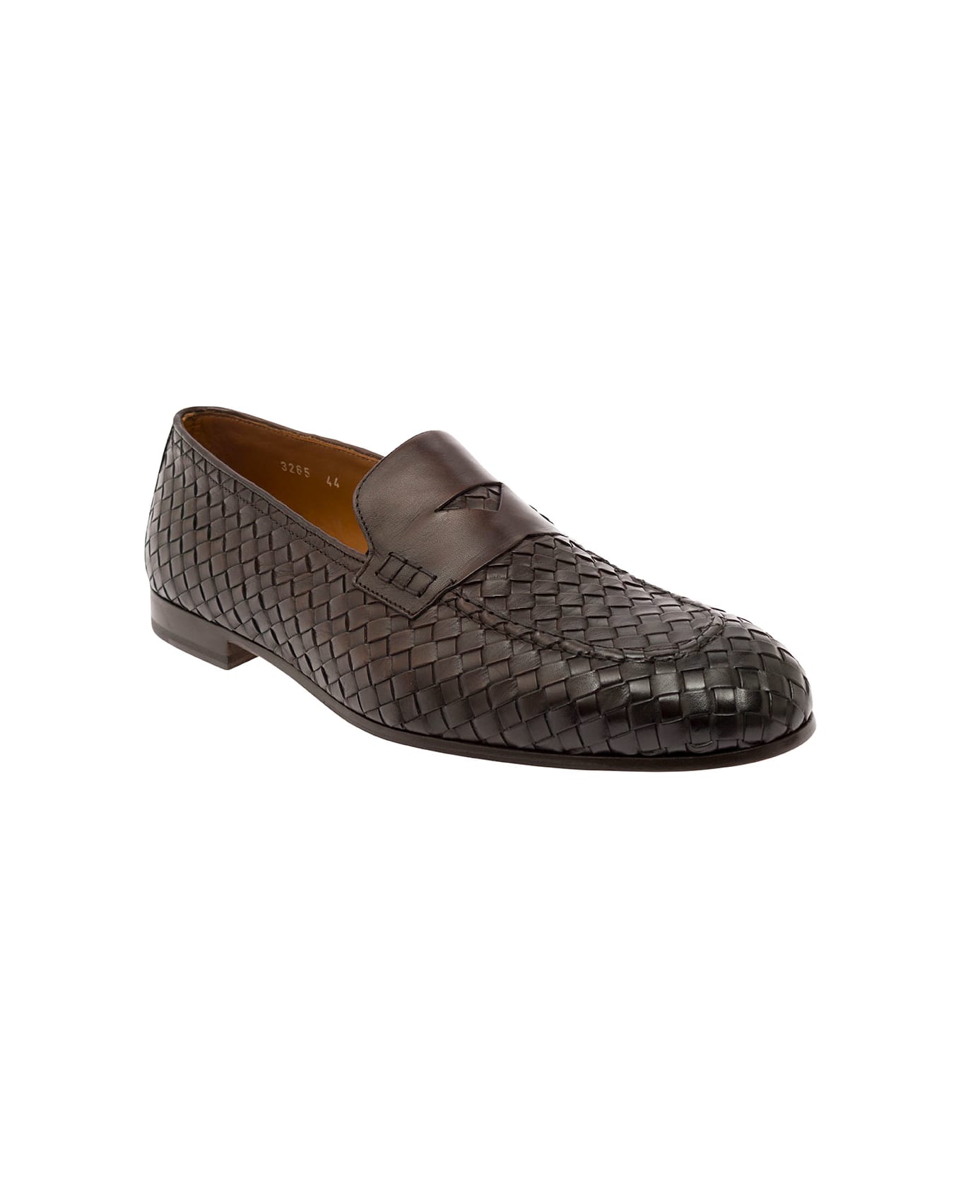 Doucal's Brown Pull On Loafers In Woven Leather Man - Brown