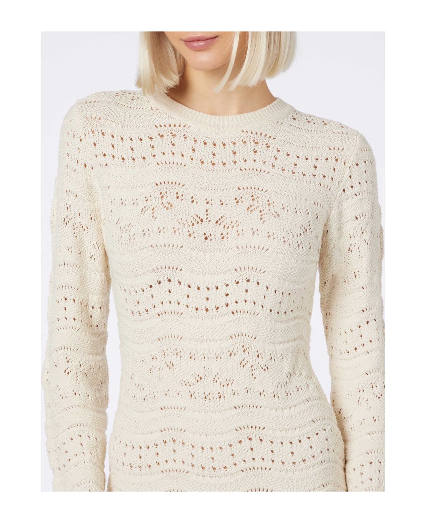 MC2 Saint Barth Woman Cotton Knit Mini Dress Imany - WHITE