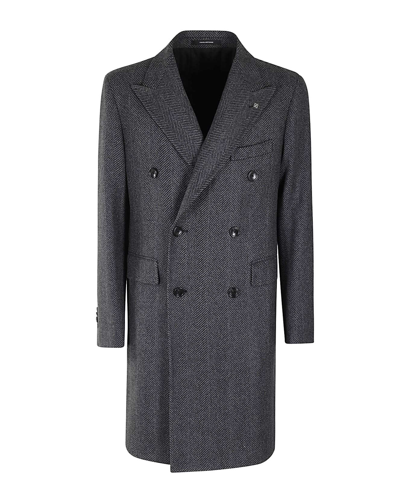 Tagliatore Cappotto D Petto Rever A Lancia Lana Spinata - Antracite