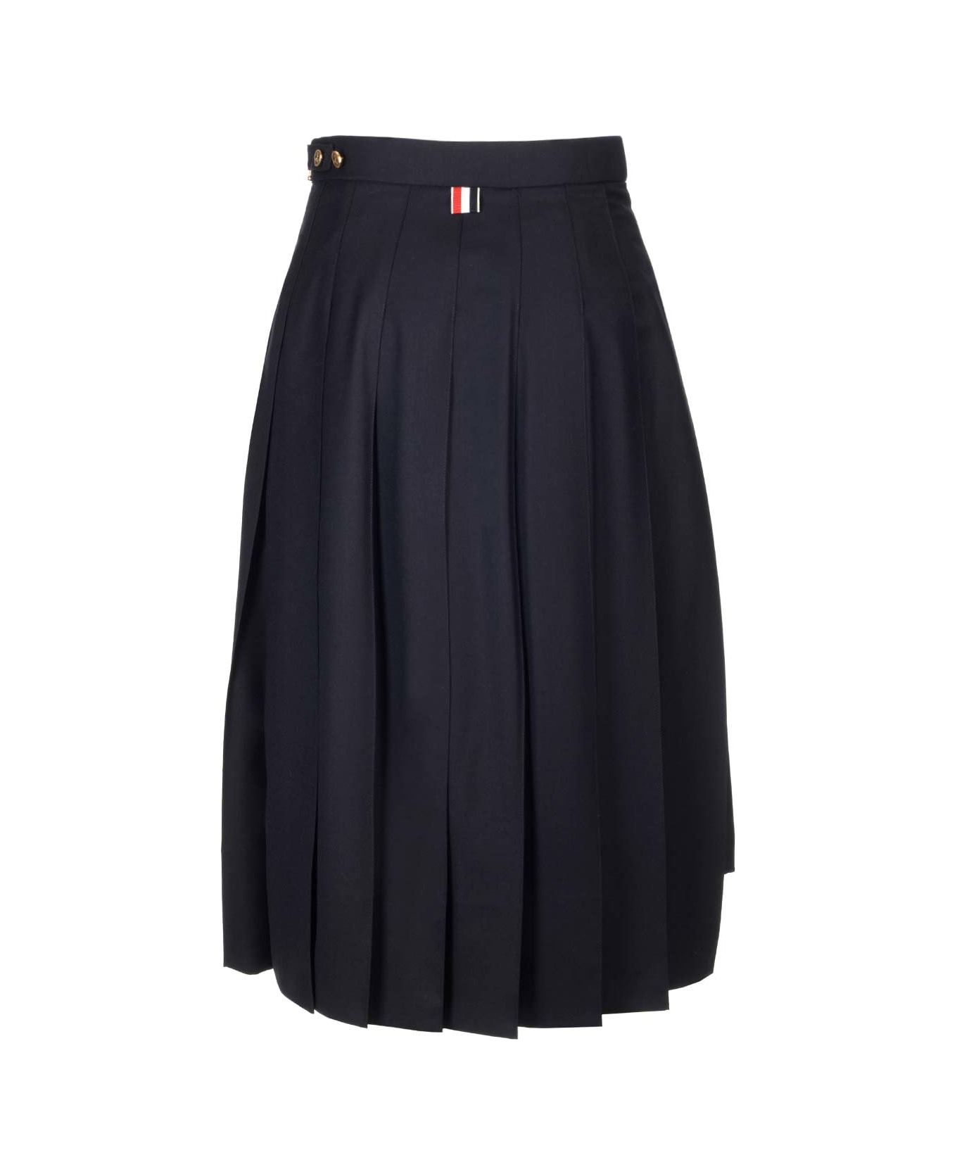 Thom Browne Pleated Midi Skirt - Blue